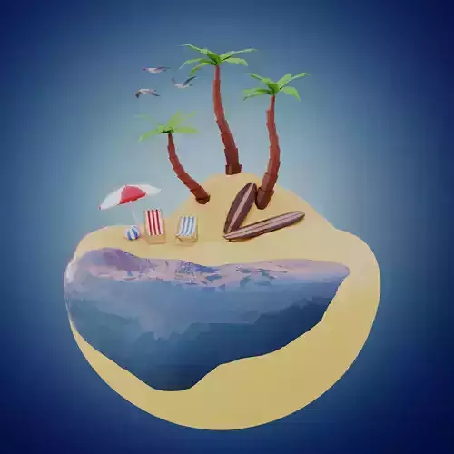 Low-poly scene - Surfland Low-poly 3D model