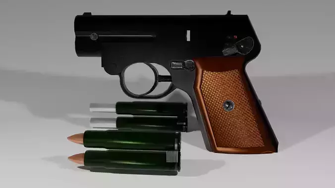 Soviet noiseless pistol complex S4 Low-poly 3D model