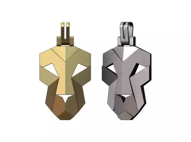 Faceted geometric lion head pendant