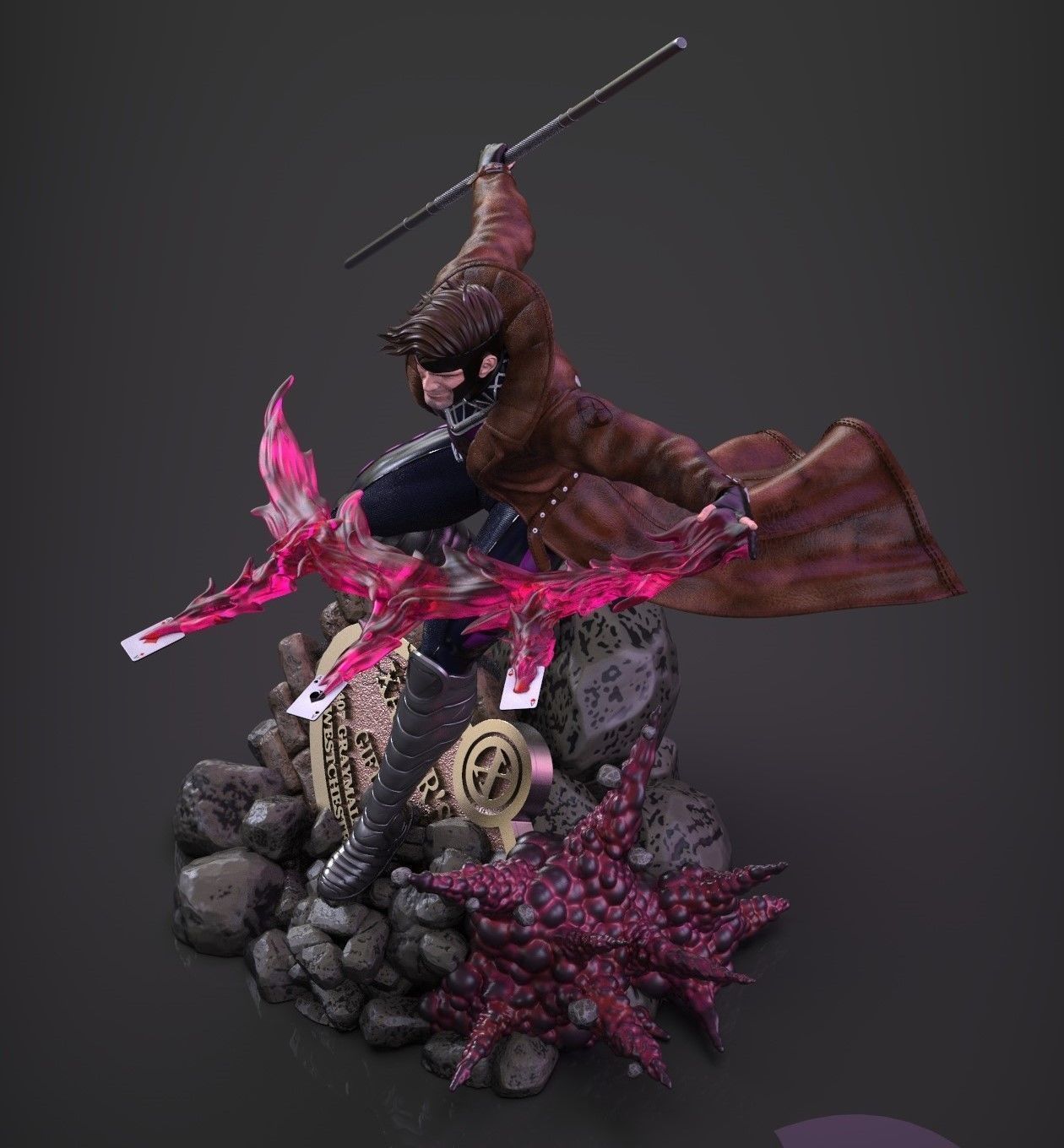 Gambit stl xenoblade legends statue 3D print model_3