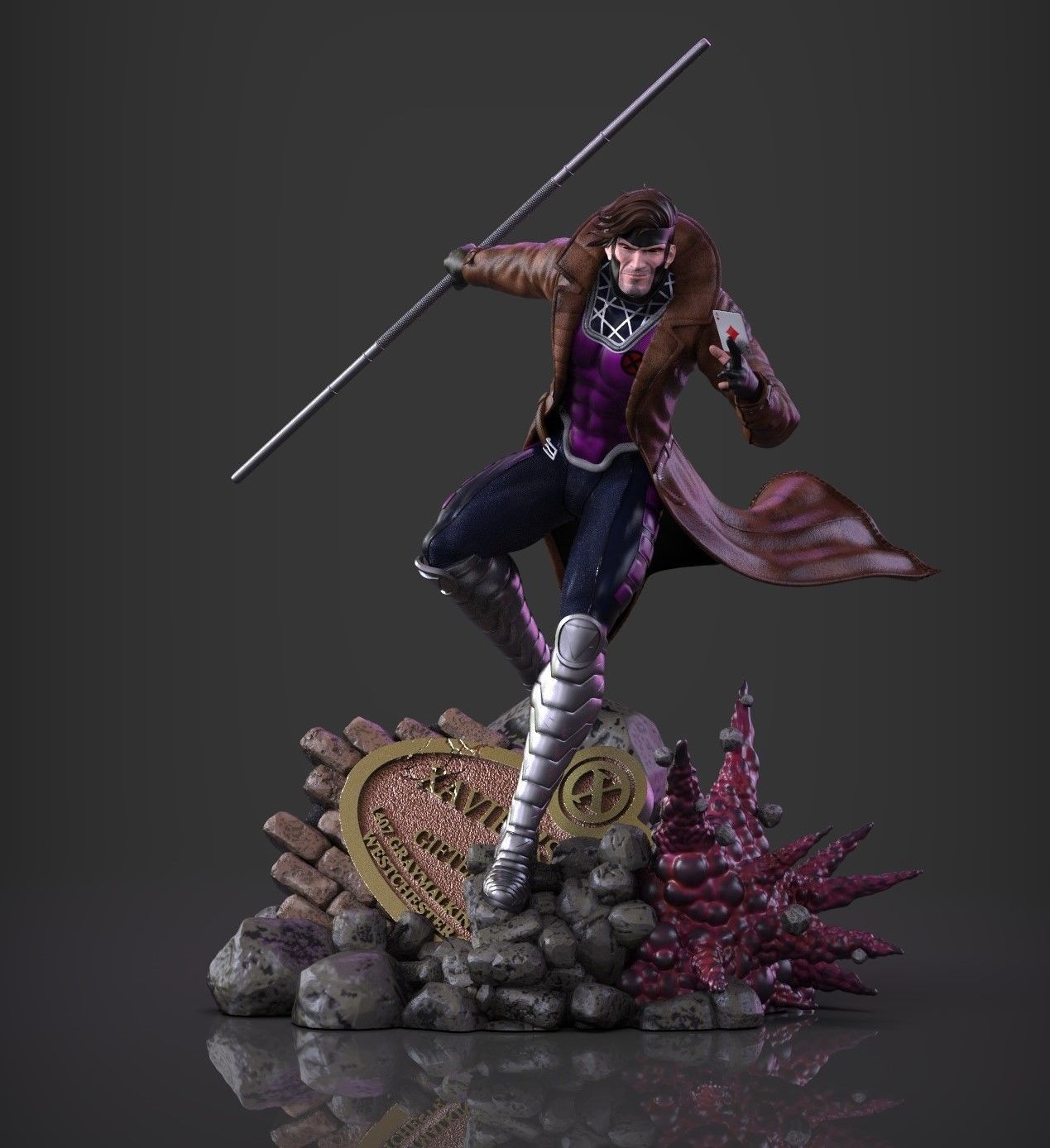 Gambit stl xenoblade legends statue 3D print model_5