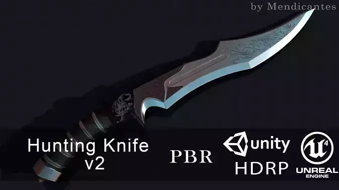 Hunting Knife HQ v2 Low-poly 3D model
