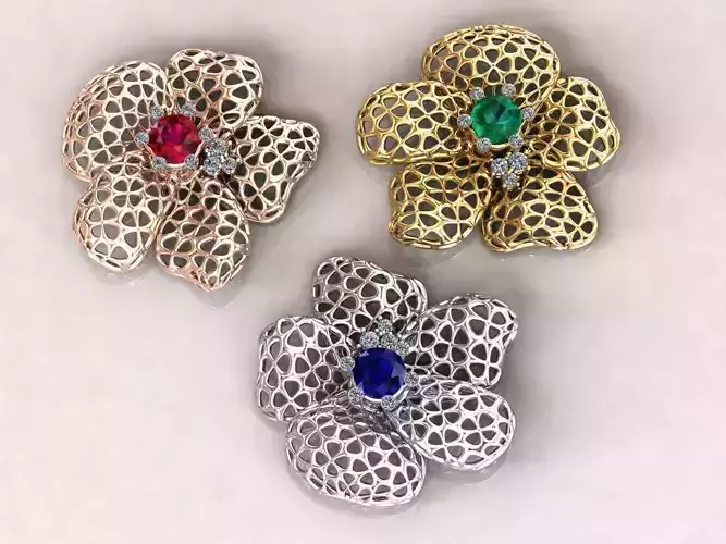 Wireframe  Flowers Flower Charm Pendant 3D print model
