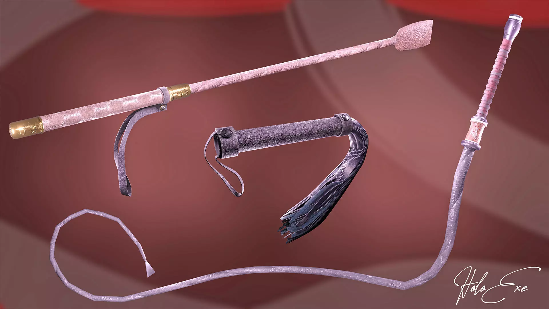 Whip Pack Low-poly 3D model_0