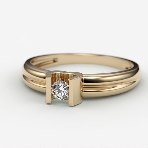Solitaire women ring  CAD 3dm stl 3D print model