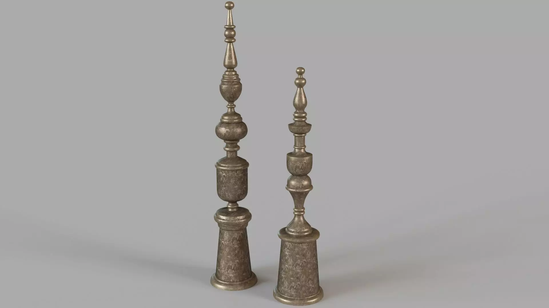 Nalini Antique Gold Finials Set of 2 3D model_0