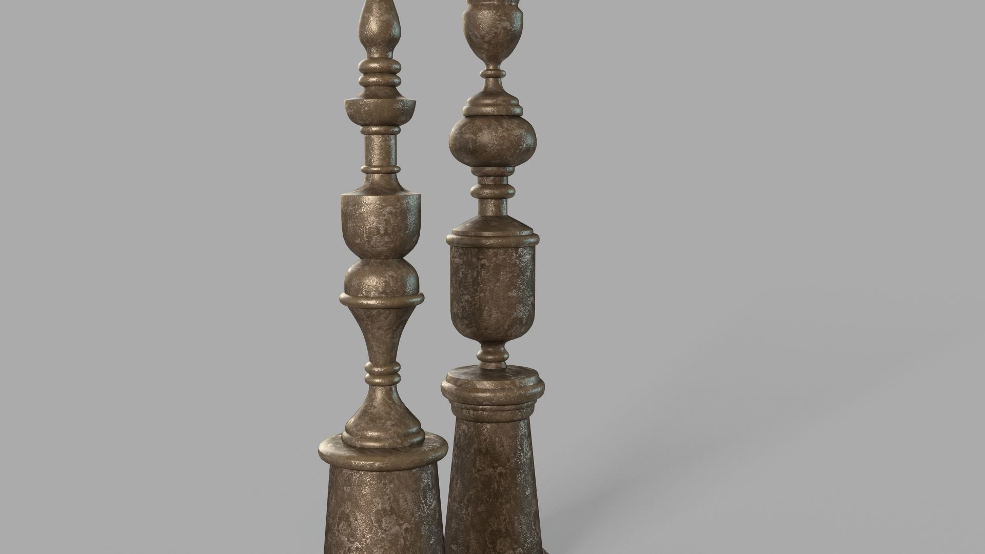 Nalini Antique Gold Finials Set of 2 3D model_1