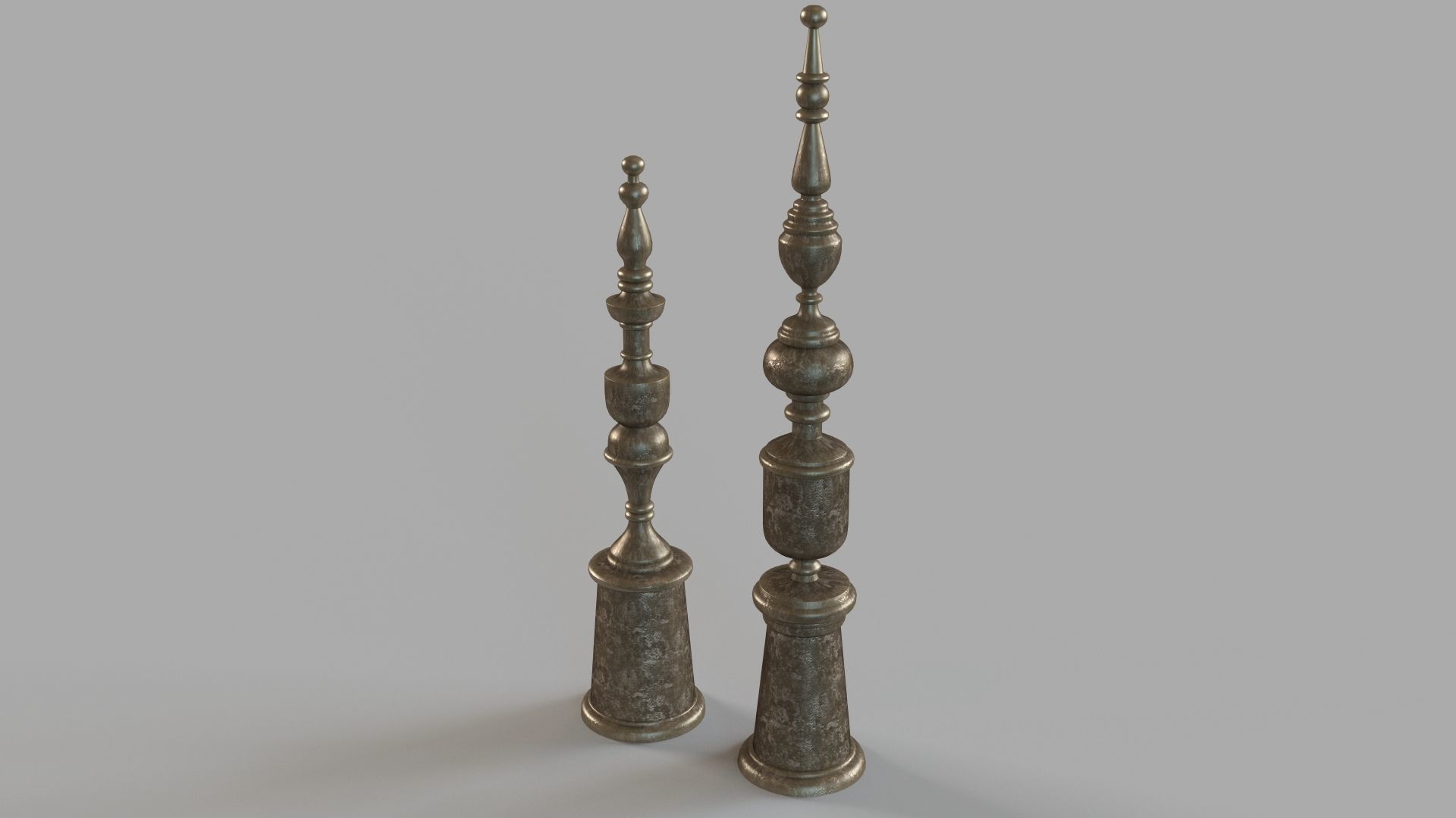 Nalini Antique Gold Finials Set of 2 3D model_2