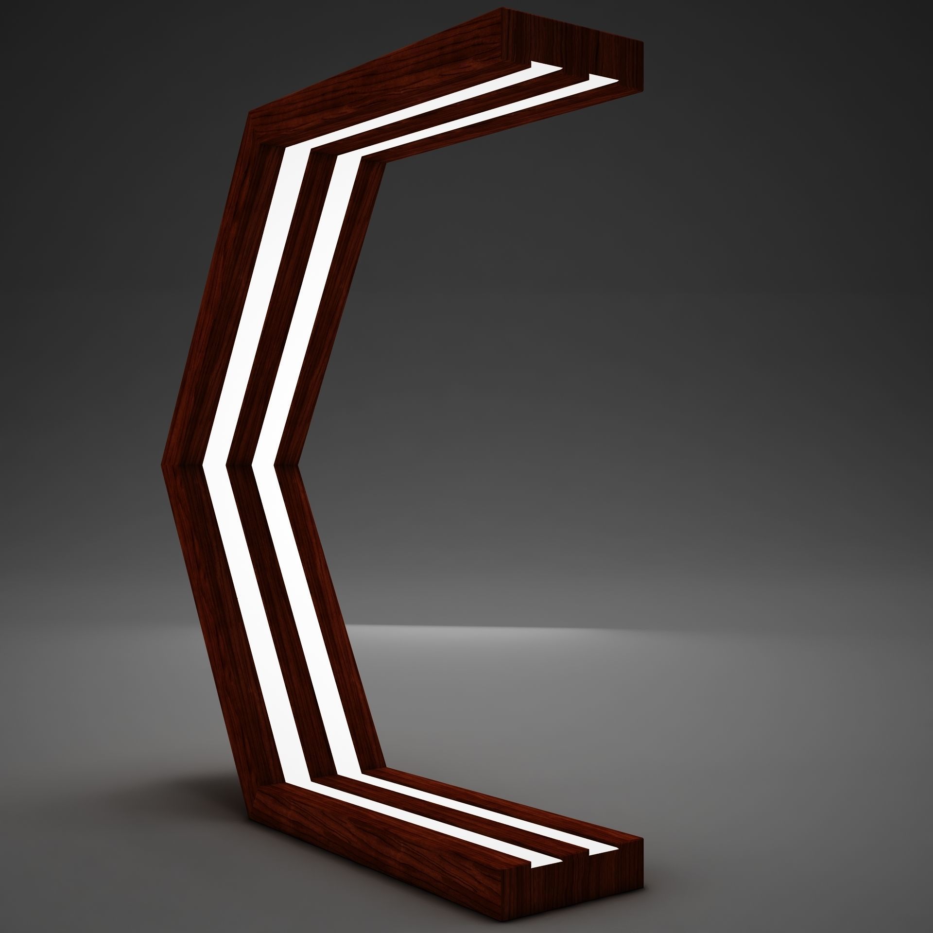 Clasical Modern Wood Lamp Low-poly 3D model_2