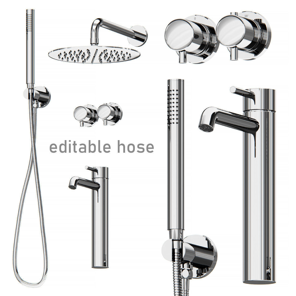 Bathroom plumbing set 3D model | CGTrader