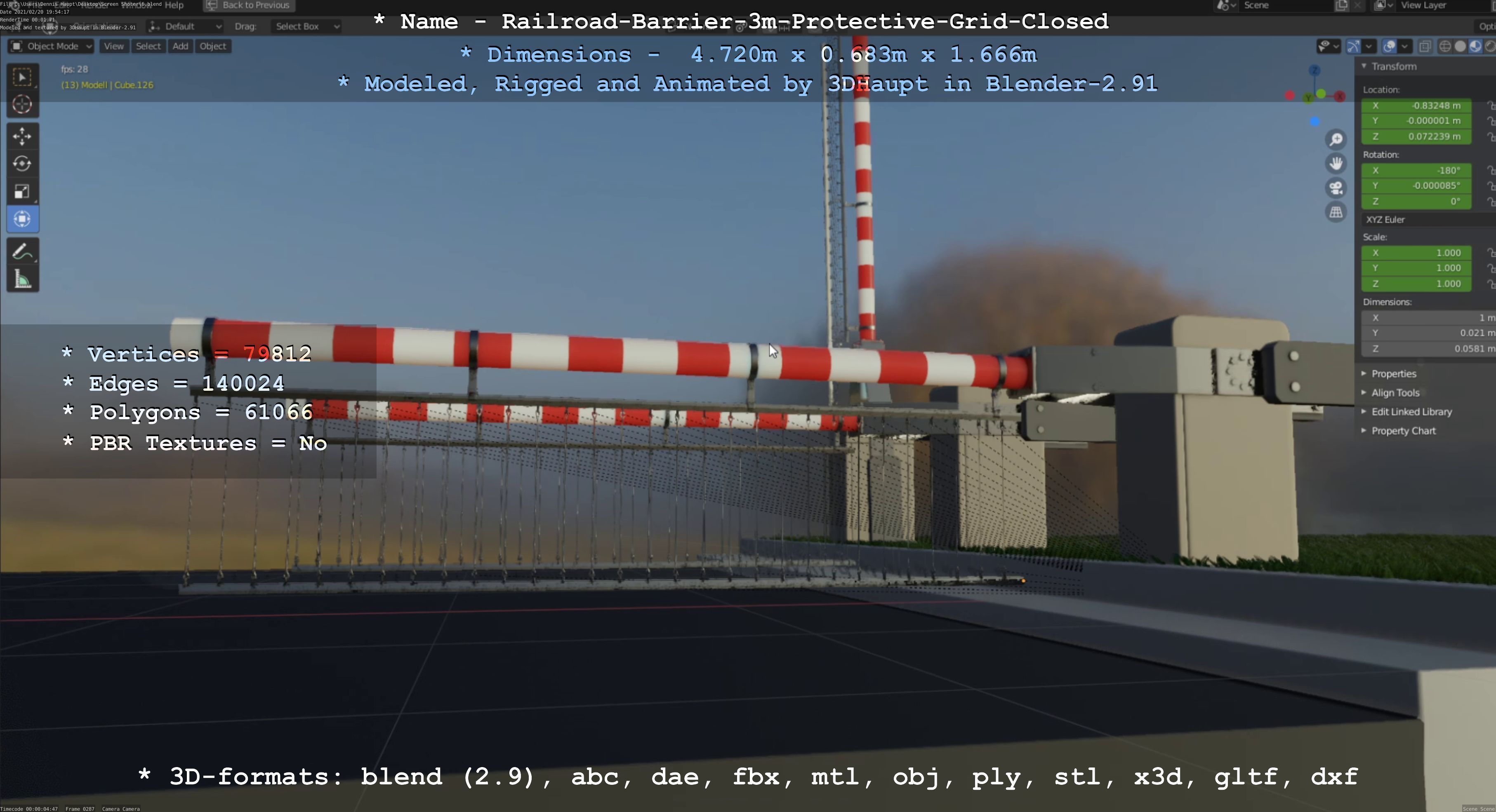 Railroad Barrier 3m High-Poly  3D Model Collection_34