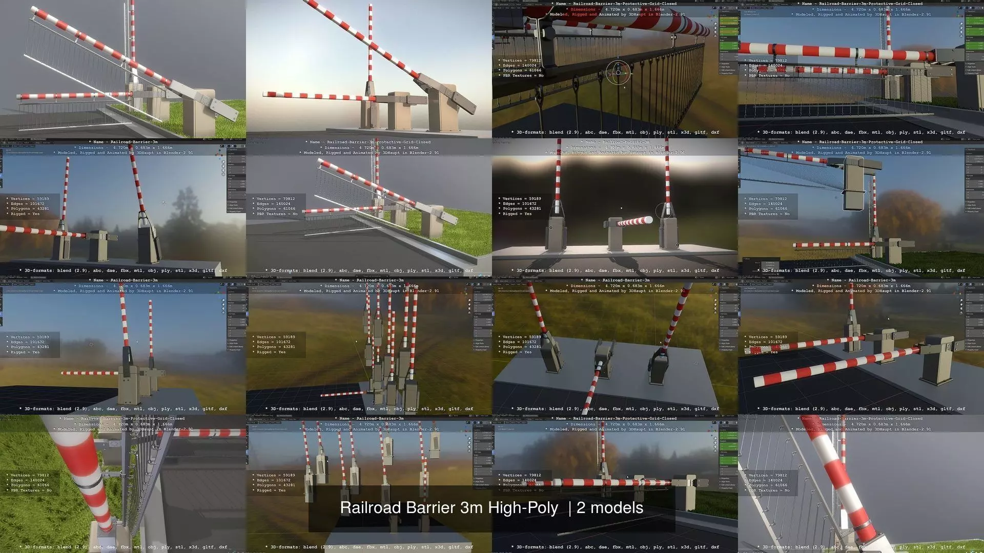 Railroad Barrier 3m High-Poly  3D Model Collection_0