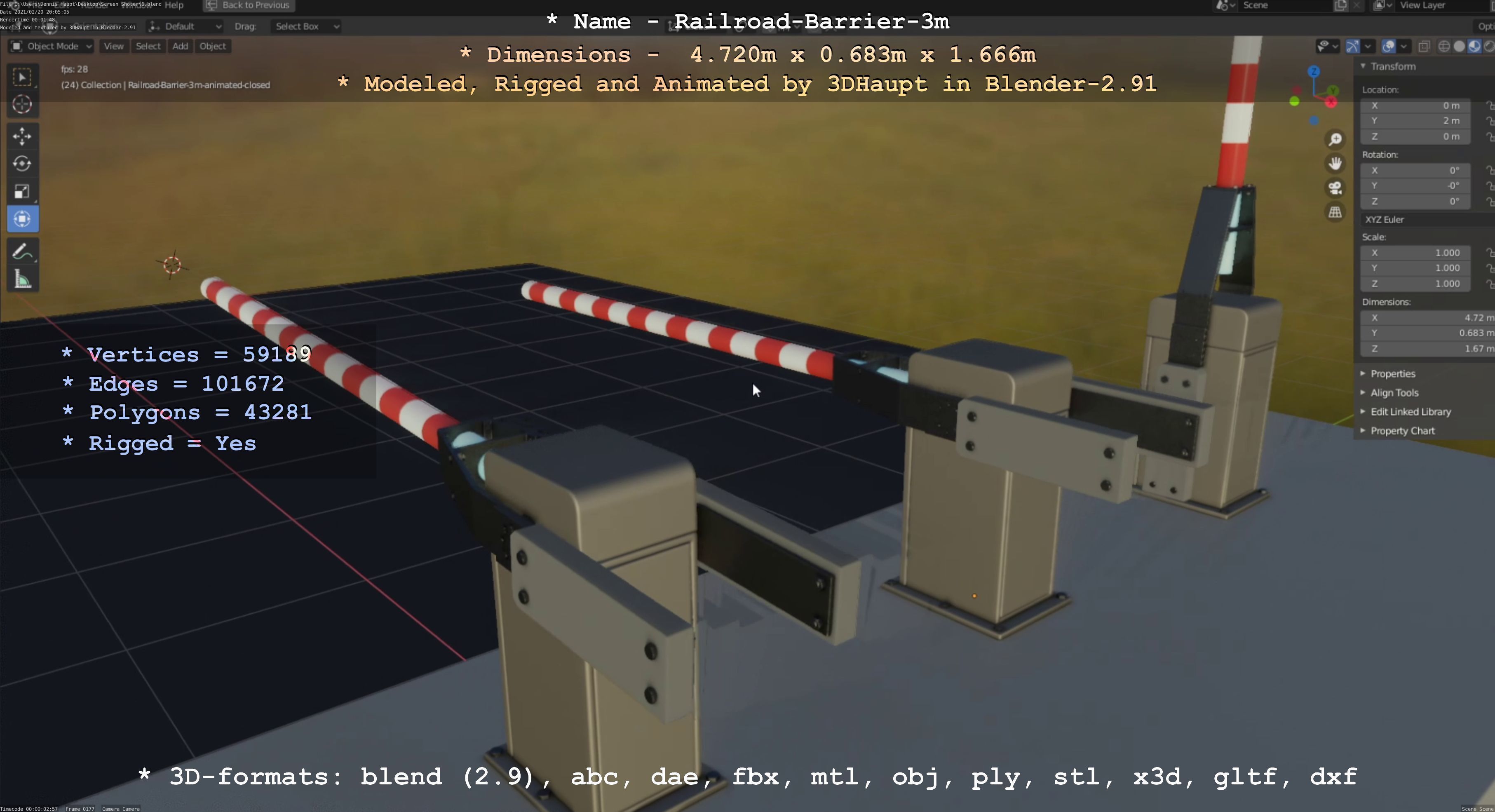 Railroad Barrier 3m High-Poly  3D Model Collection_7