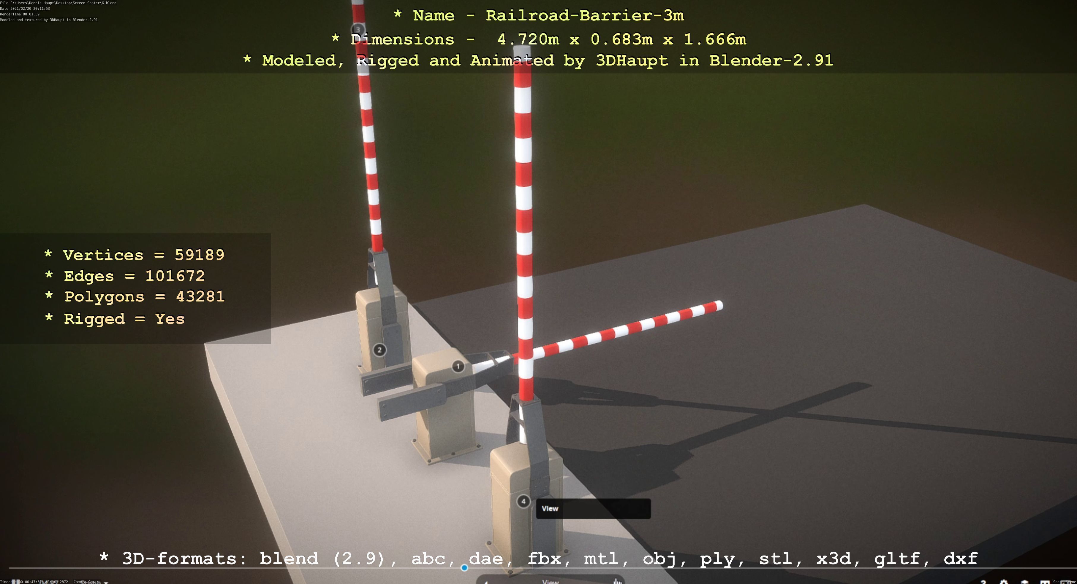 Railroad Barrier 3m High-Poly  3D Model Collection_16