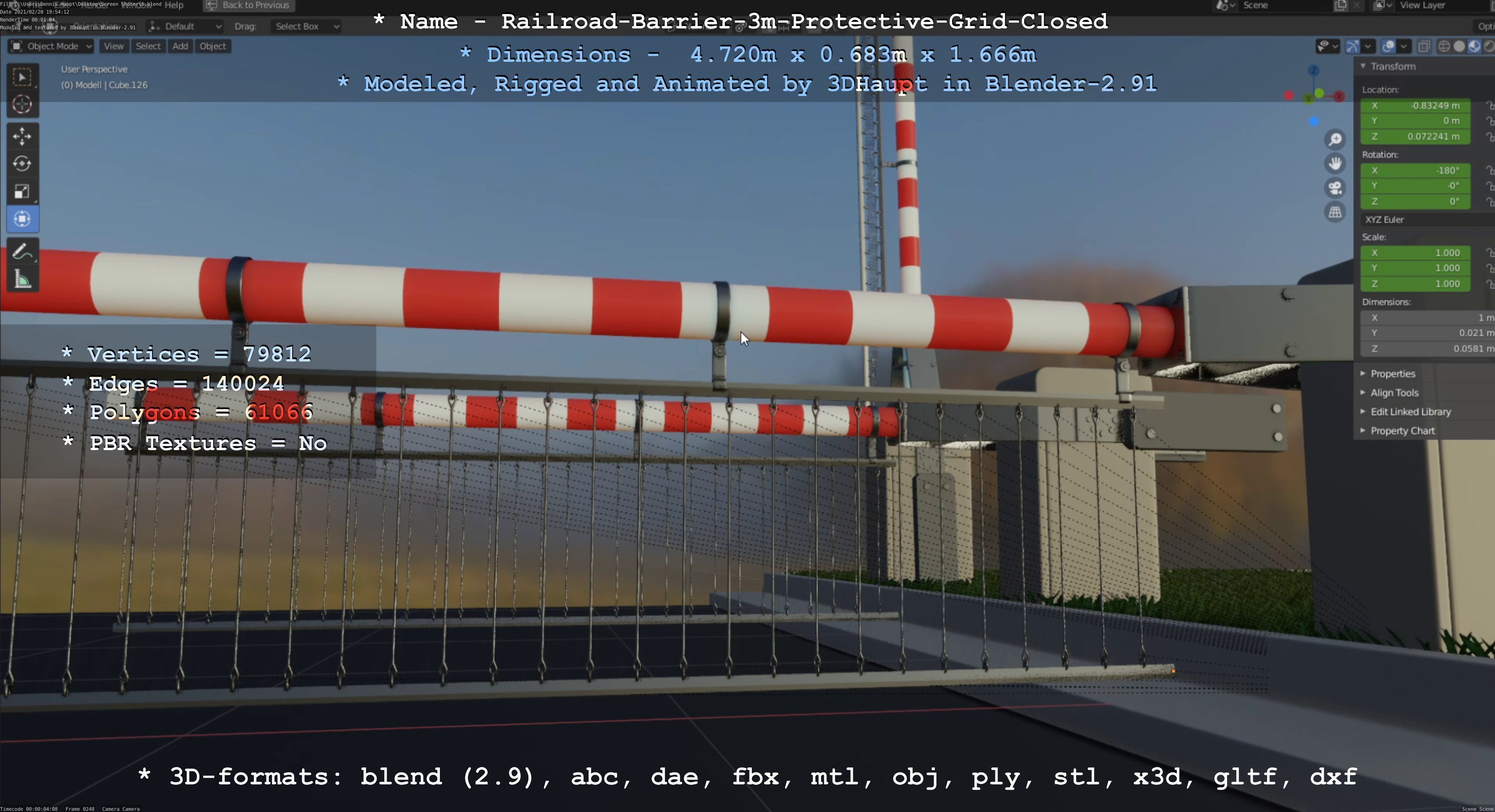 Railroad Barrier 3m High-Poly  3D Model Collection_52