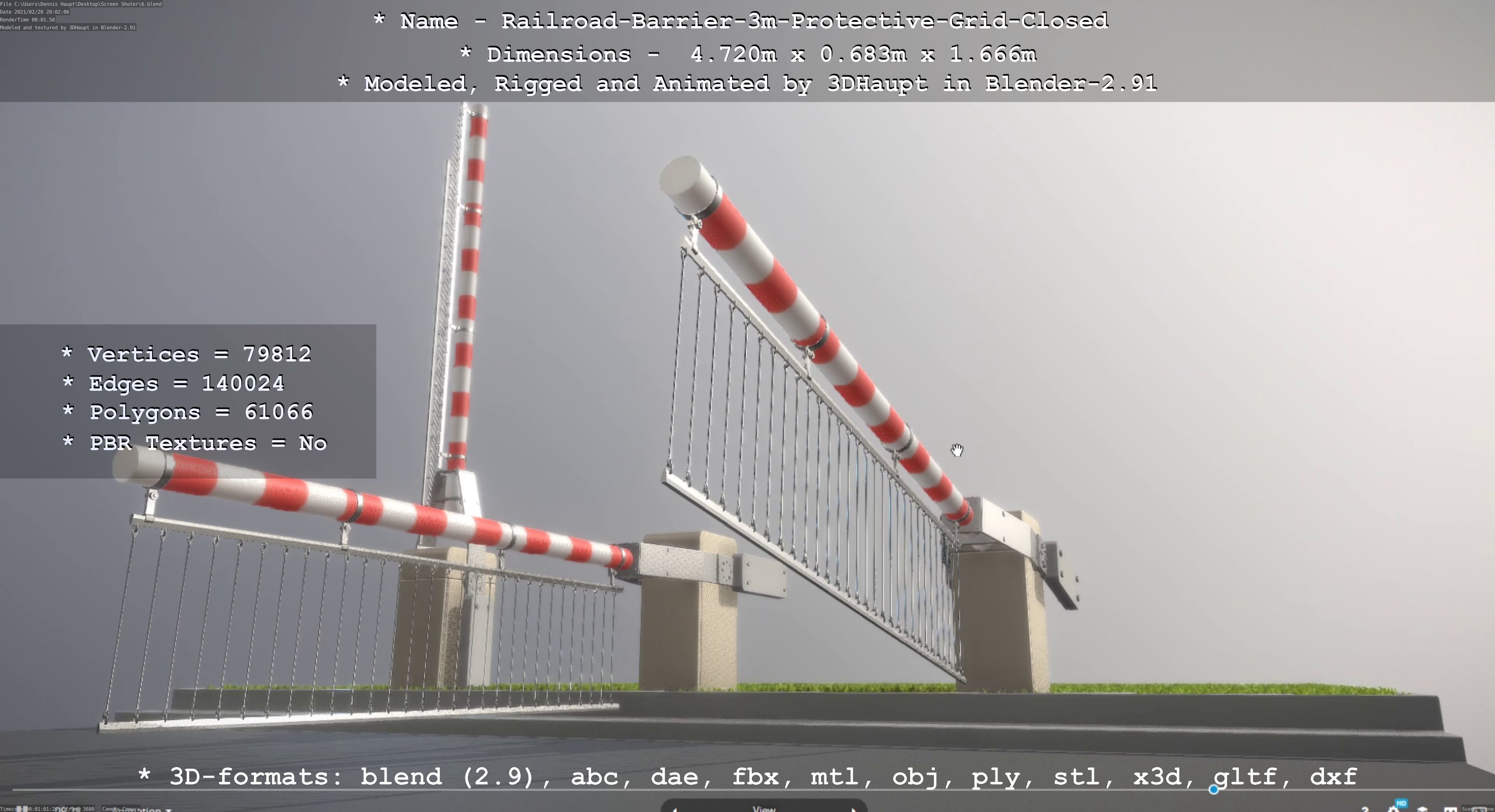 Railroad Barrier 3m High-Poly  3D Model Collection_32