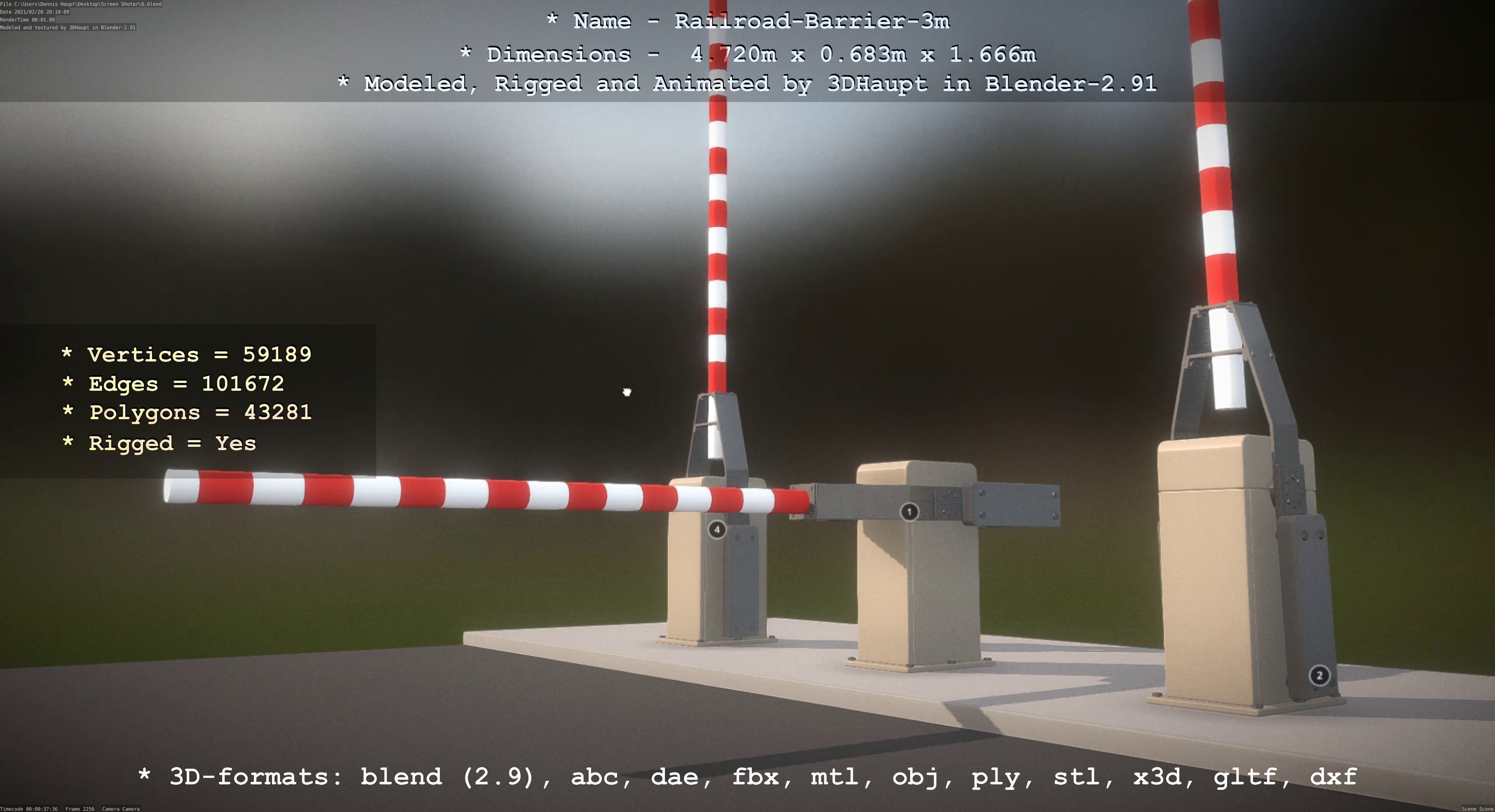 Railroad Barrier 3m High-Poly  3D Model Collection_14