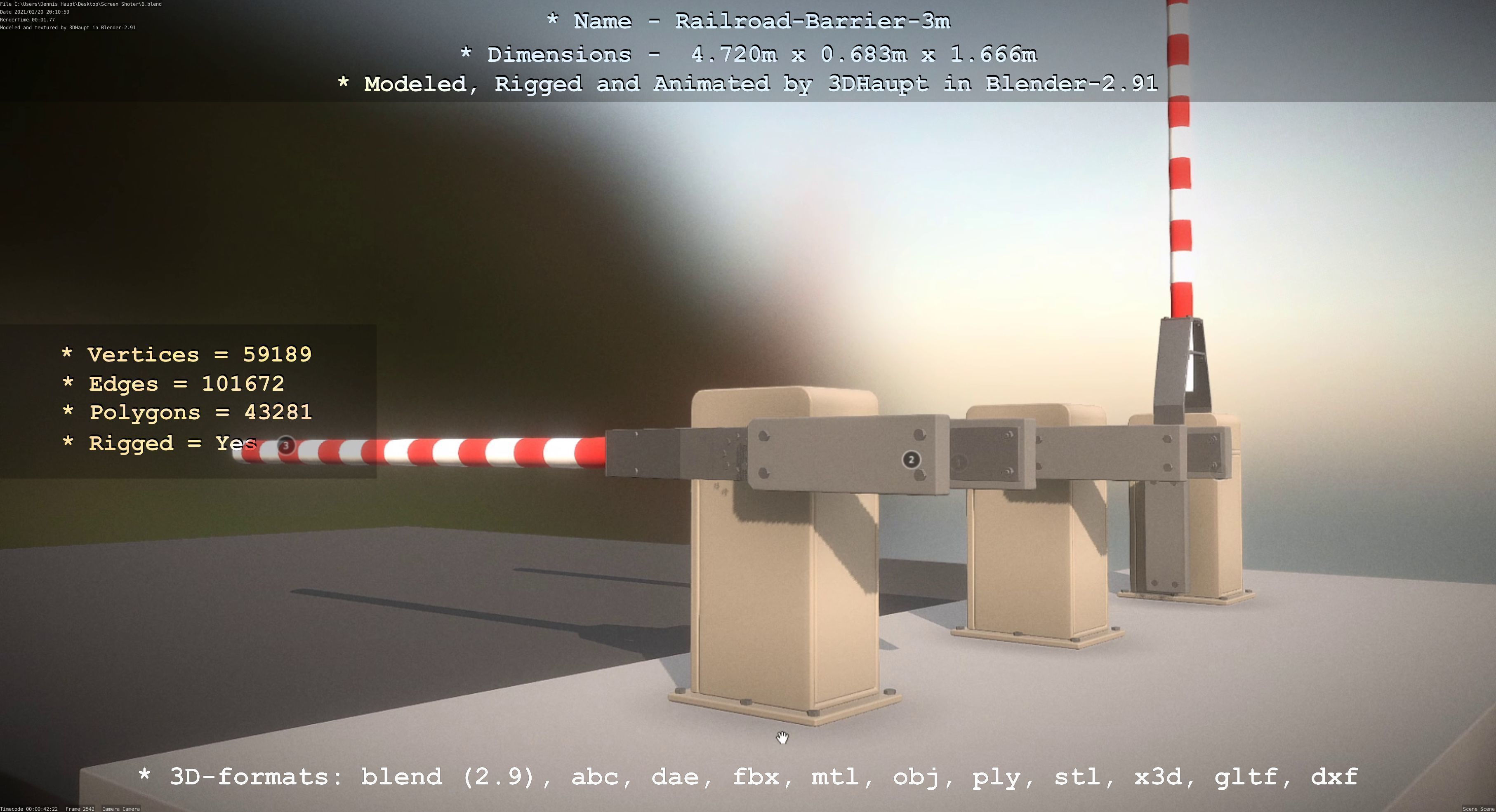 Railroad Barrier 3m High-Poly  3D Model Collection_27