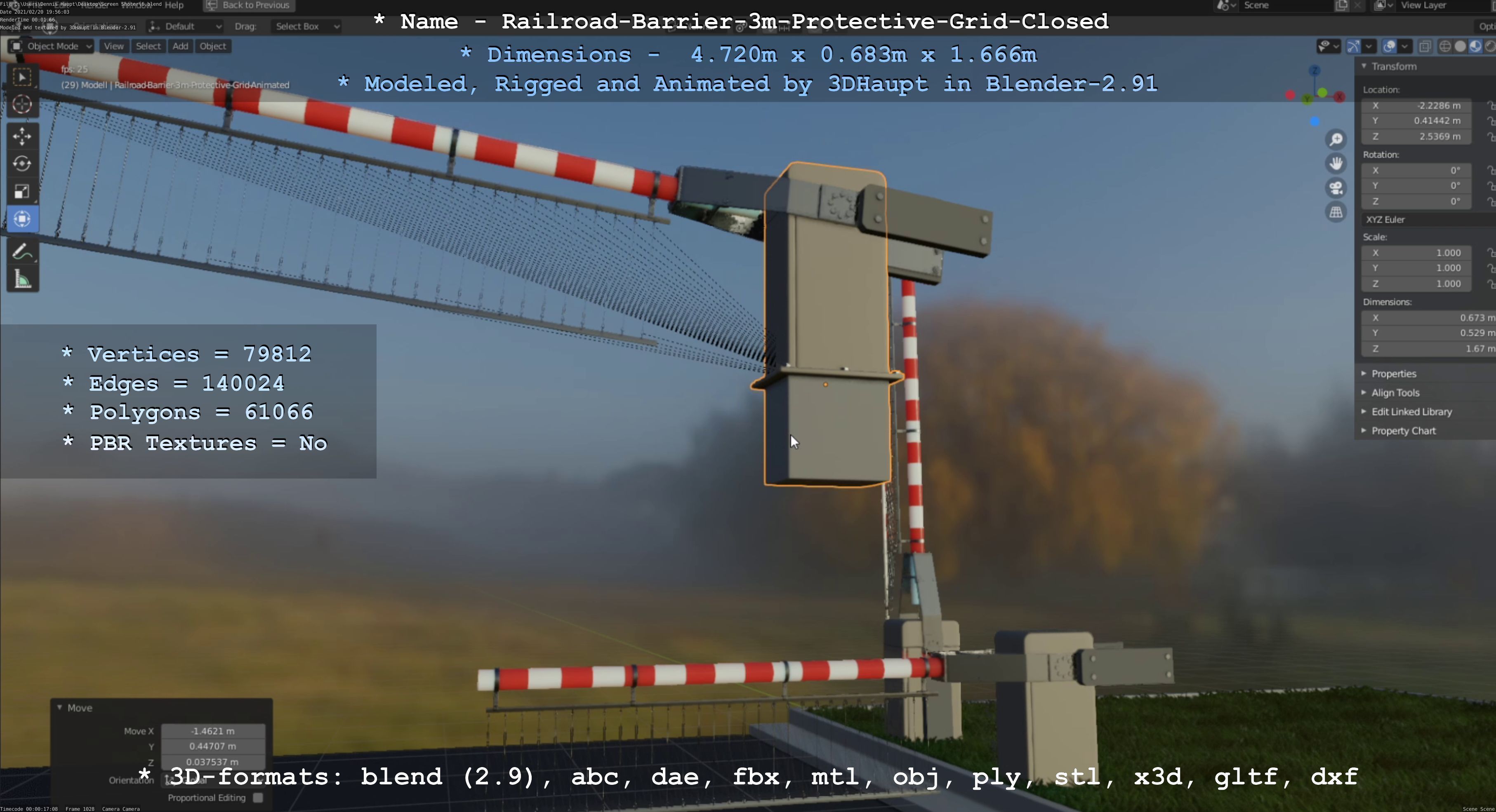 Railroad Barrier 3m High-Poly  3D Model Collection_48