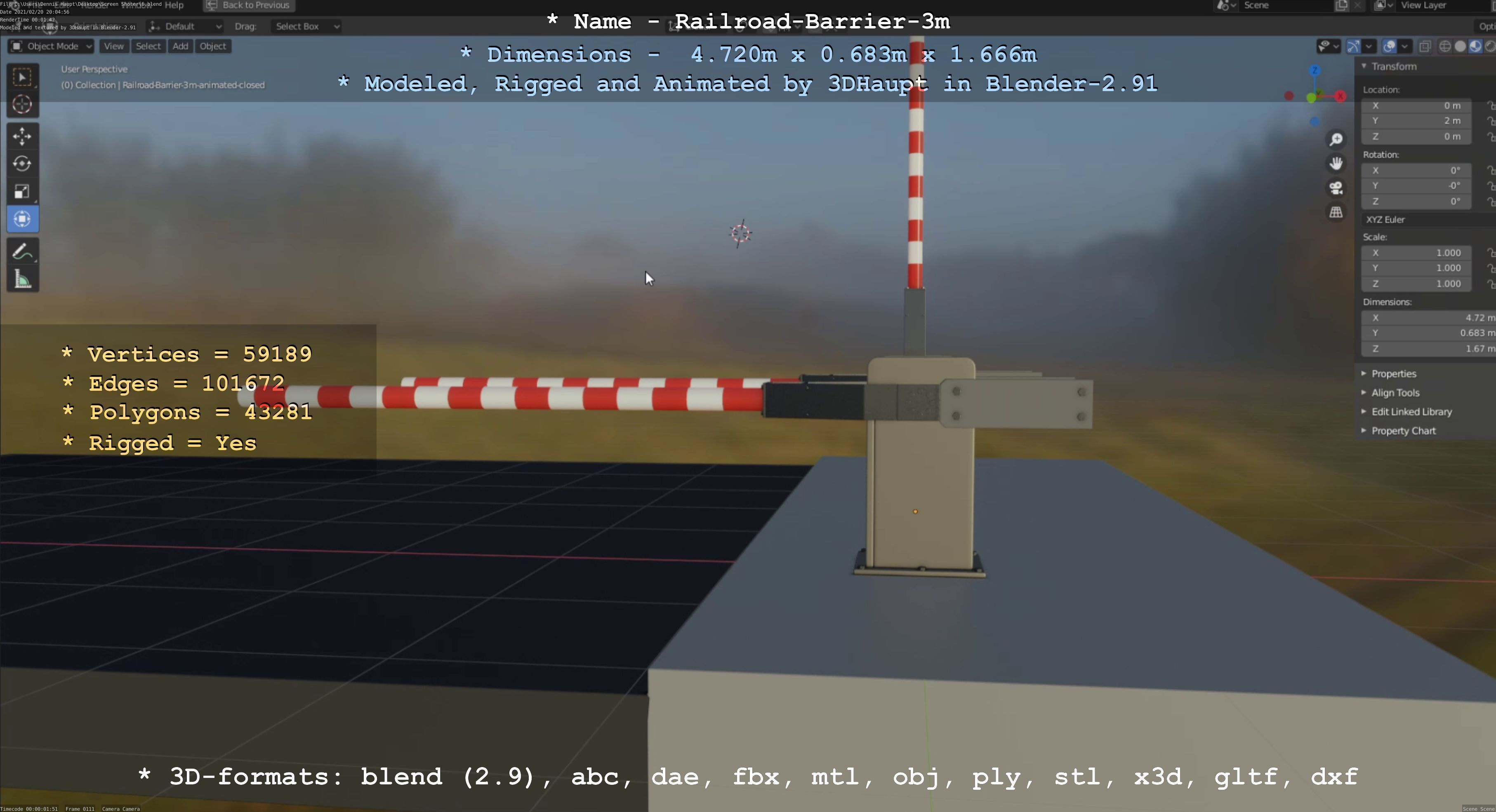 Railroad Barrier 3m High-Poly  3D Model Collection_4