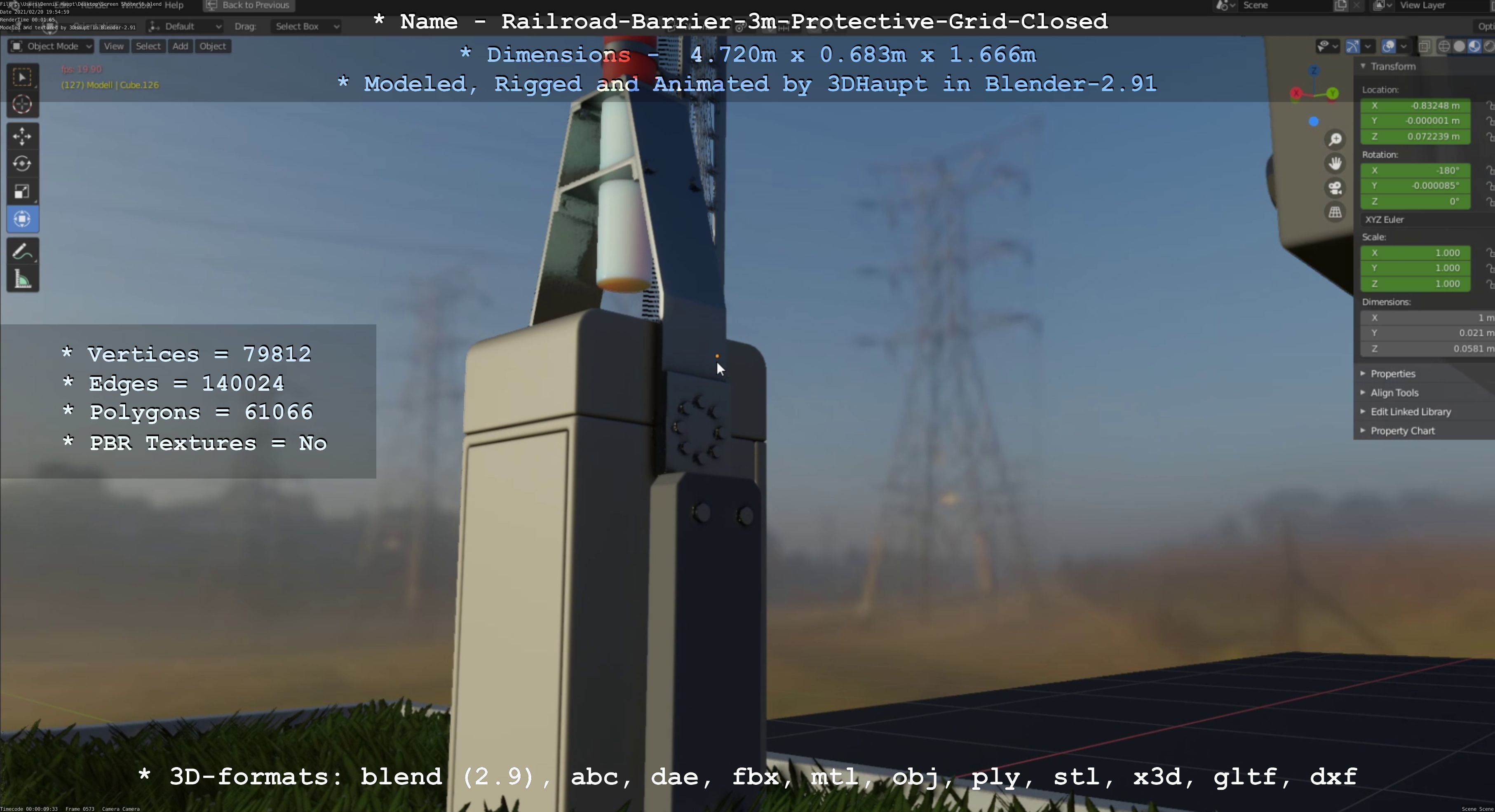 Railroad Barrier 3m High-Poly  3D Model Collection_41