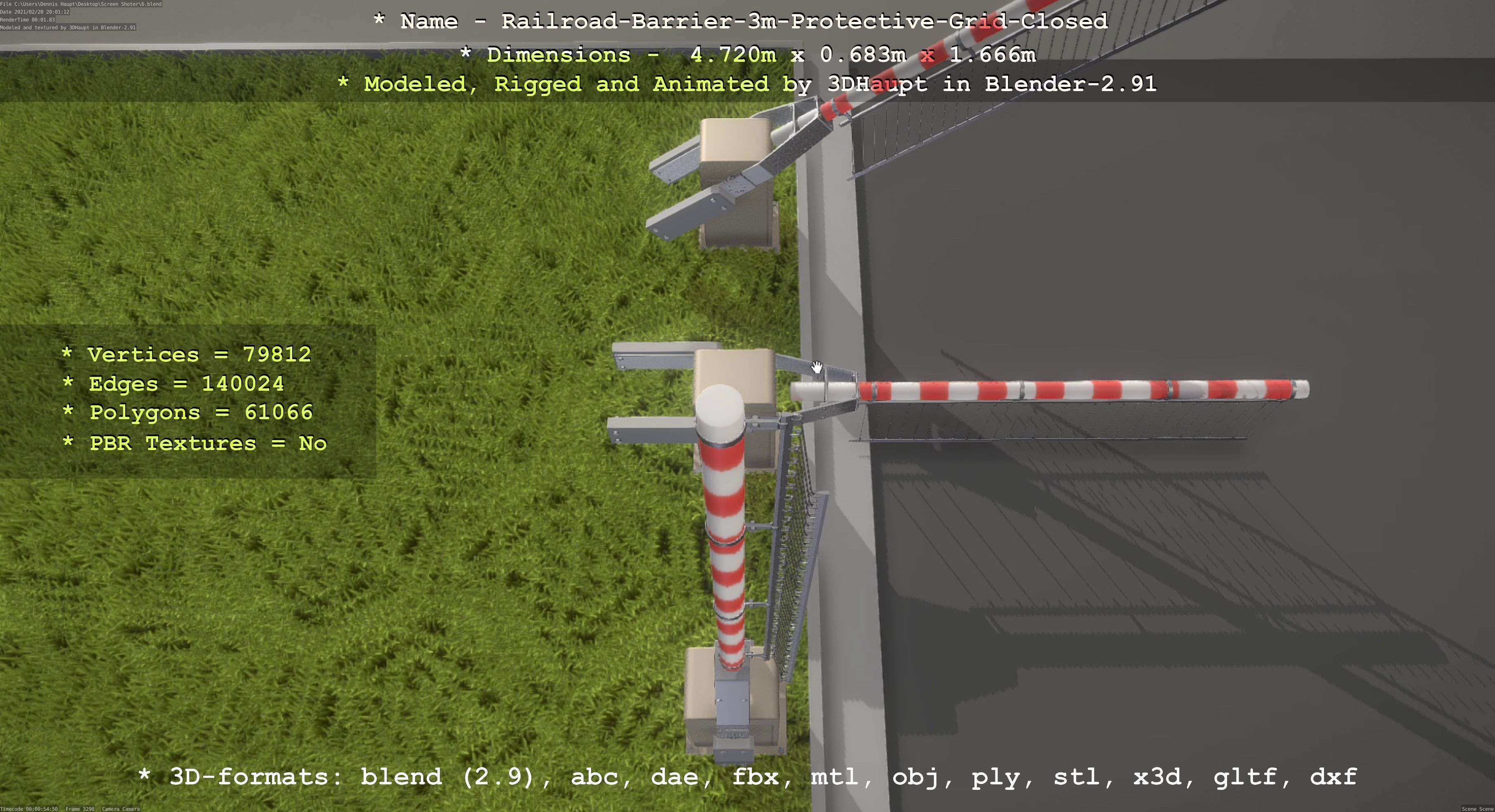 Railroad Barrier 3m High-Poly  3D Model Collection_40