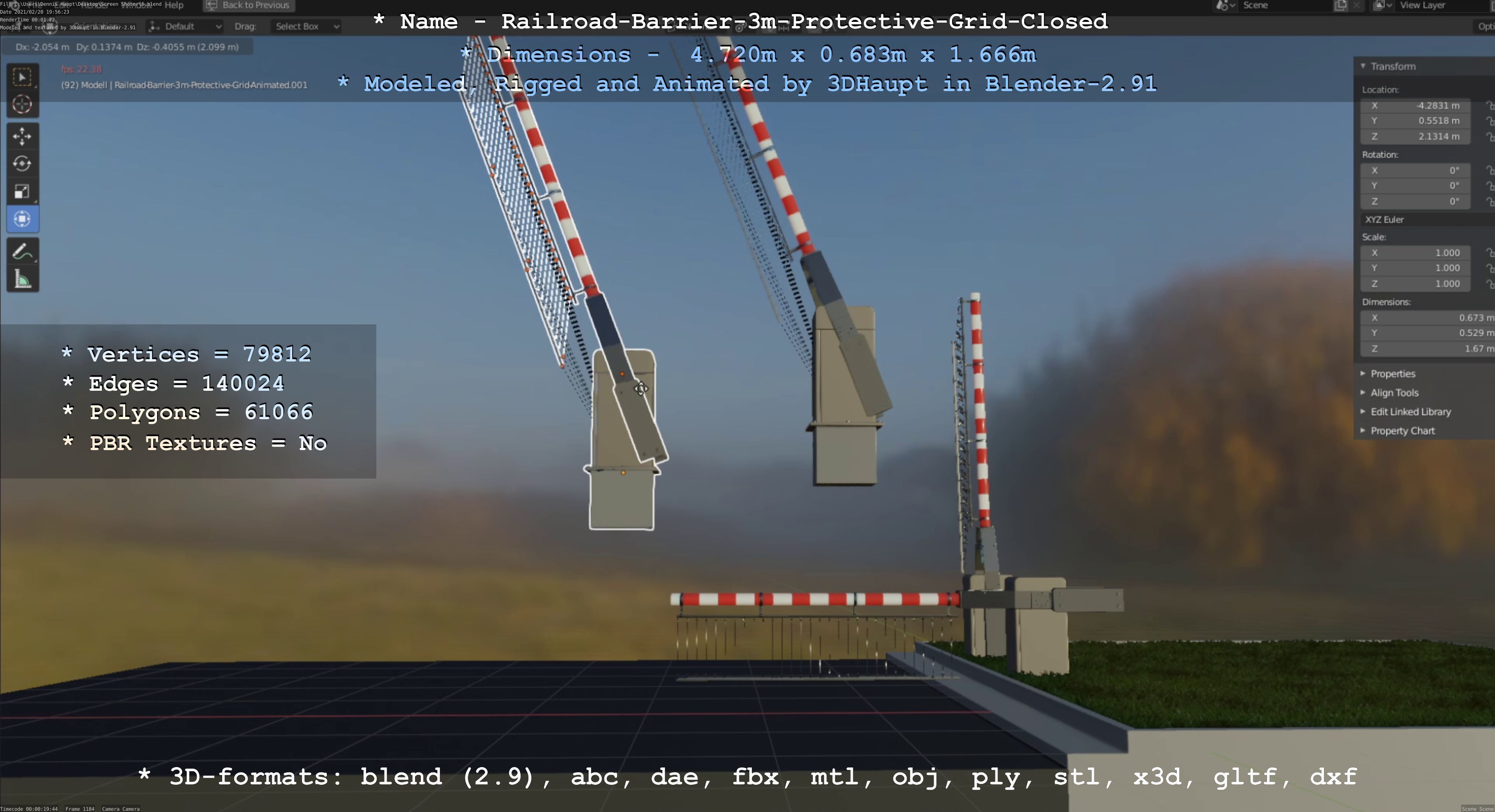 Railroad Barrier 3m High-Poly  3D Model Collection_43