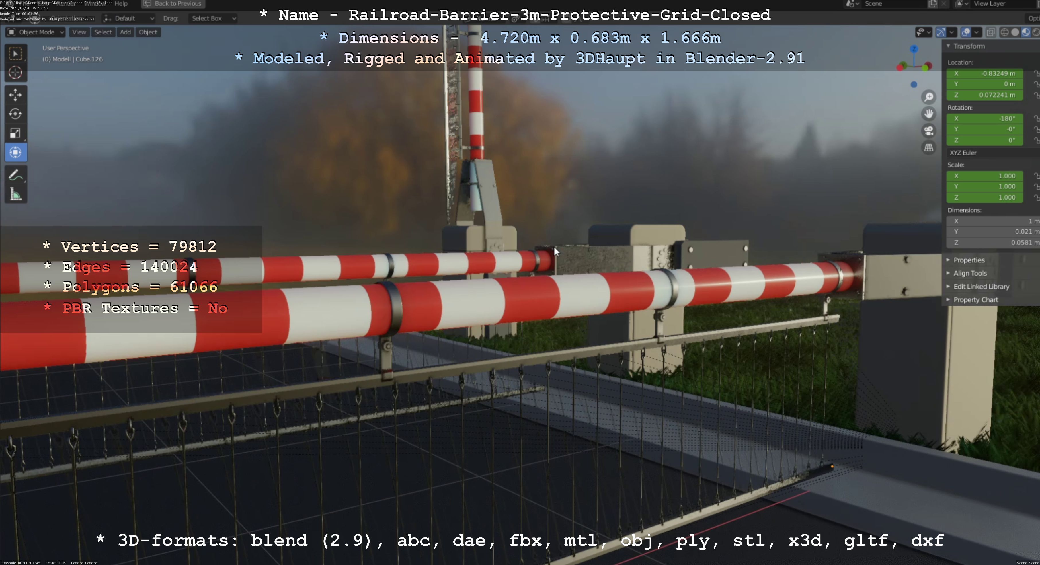 Railroad Barrier 3m High-Poly  3D Model Collection_38