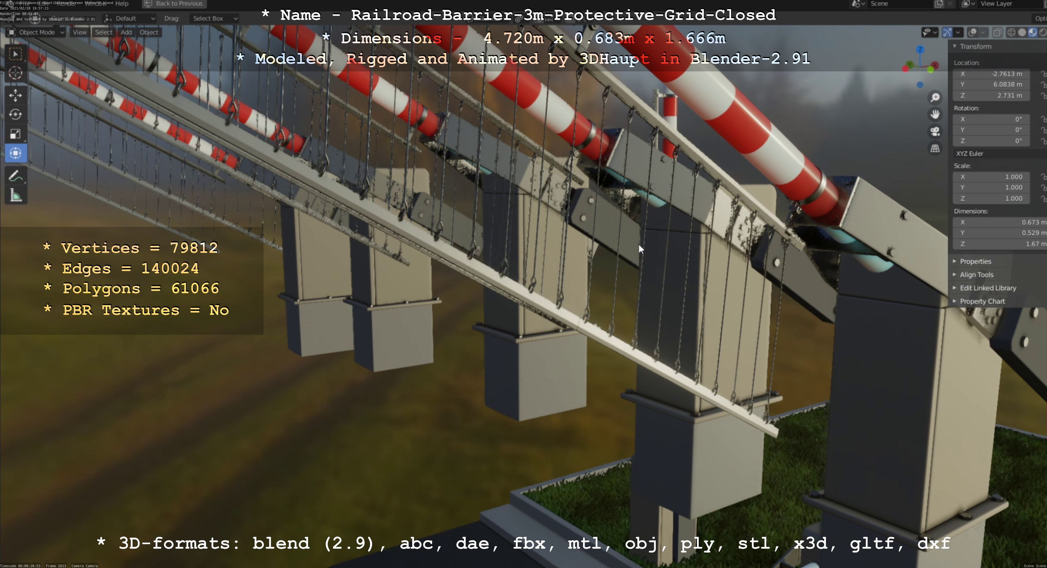 Railroad Barrier 3m High-Poly  3D Model Collection_37