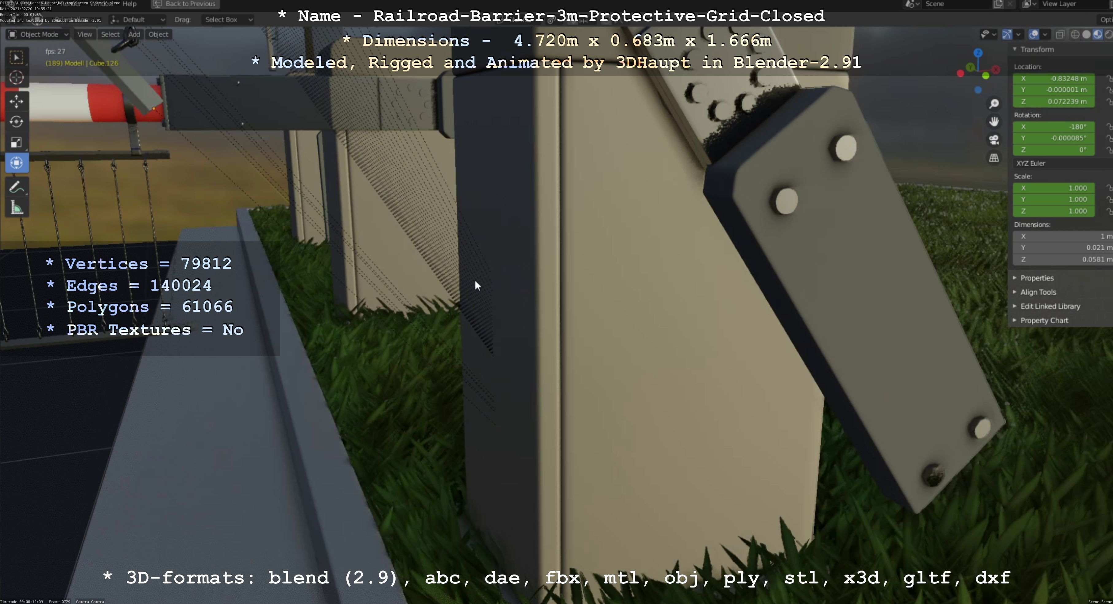 Railroad Barrier 3m High-Poly  3D Model Collection_53