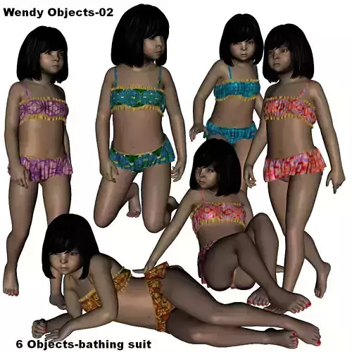 5 wendys  swimsuit obj files 3D model