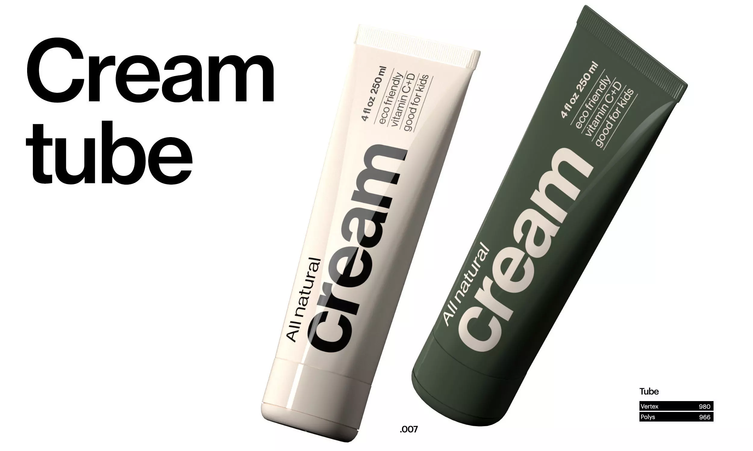 Cream Tube Low-poly 3D model