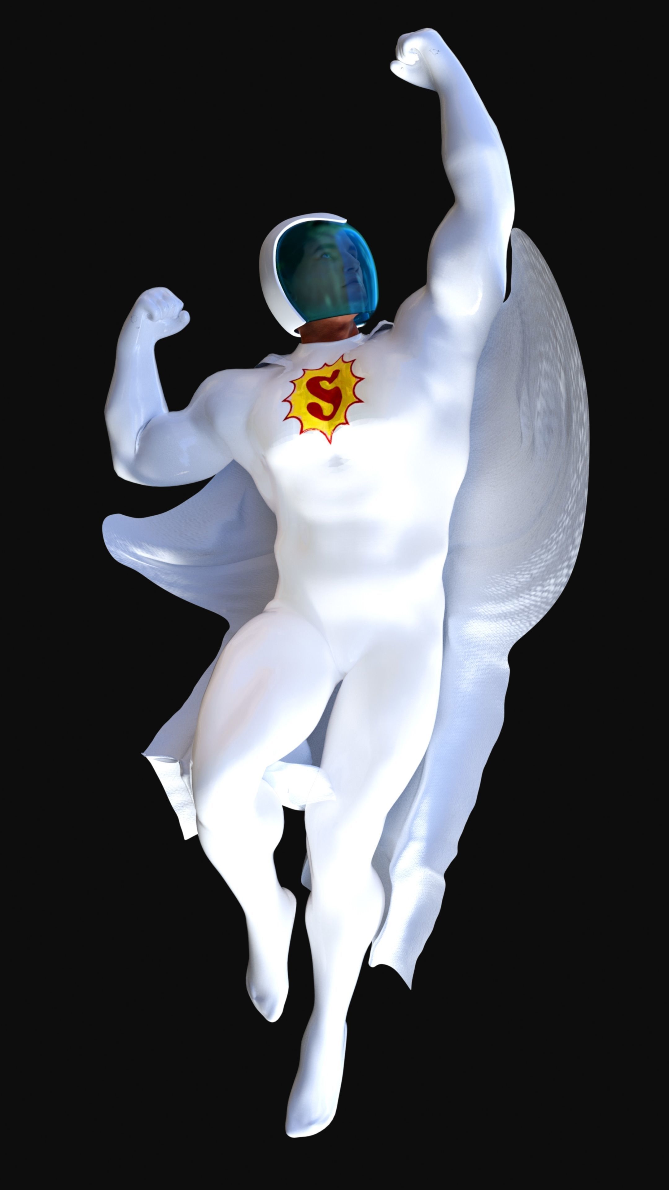 All Star Superman Solar White Suit 3D model_11