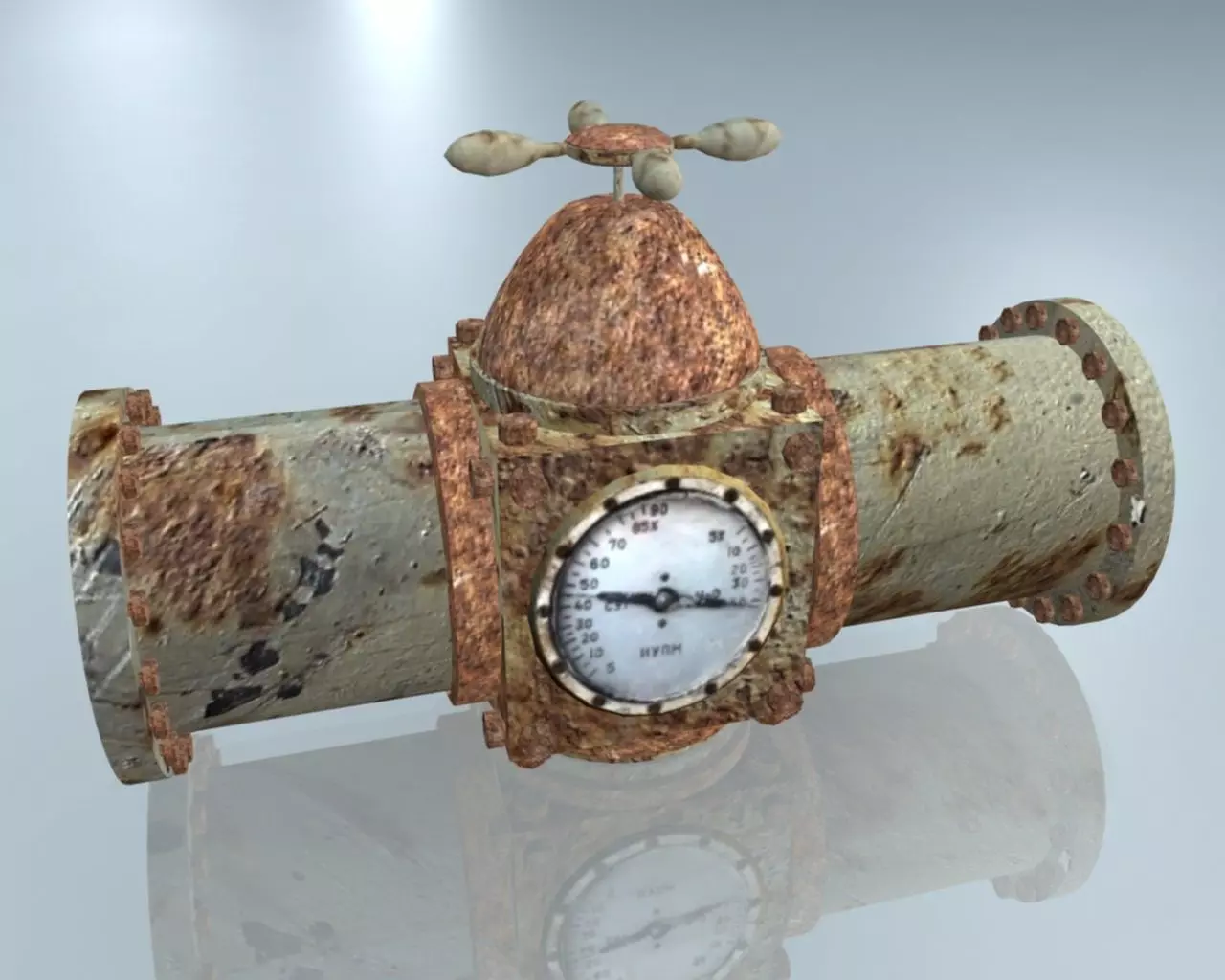 Rusted Pipe with Meter 3D model_0