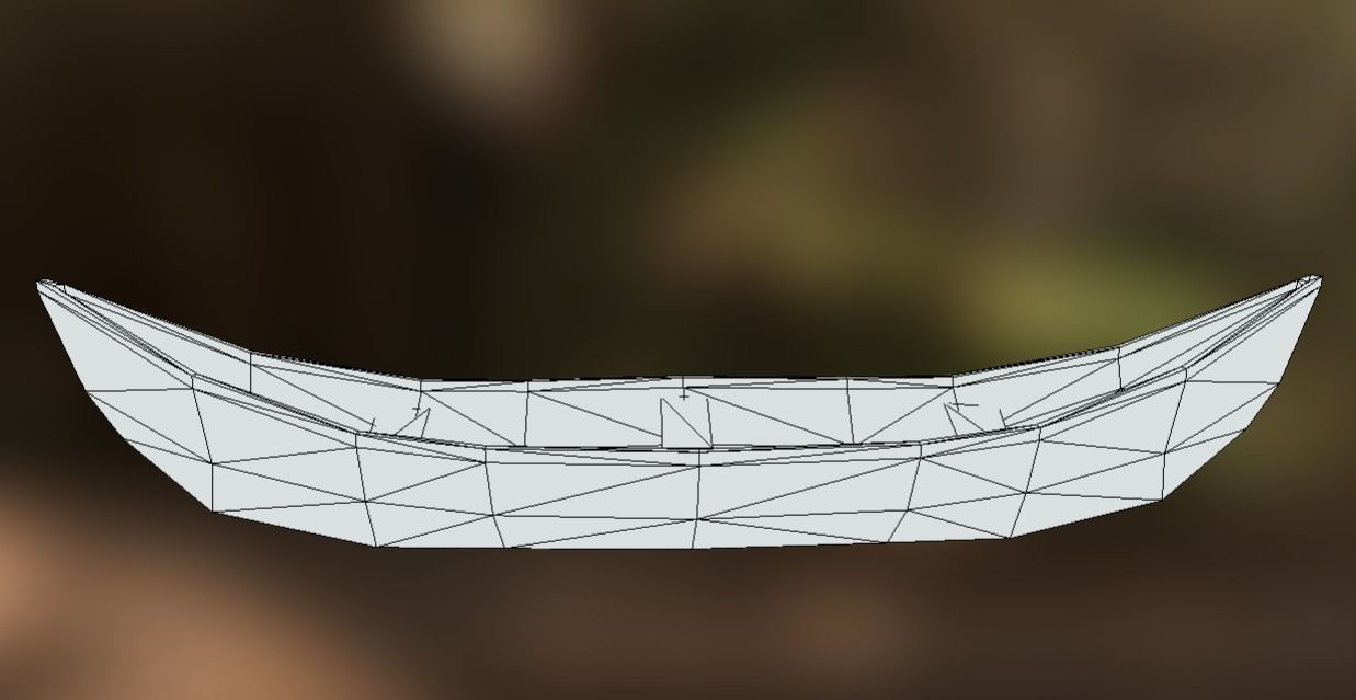 Wooden Nordic Canoe Low-poly 3D model_3