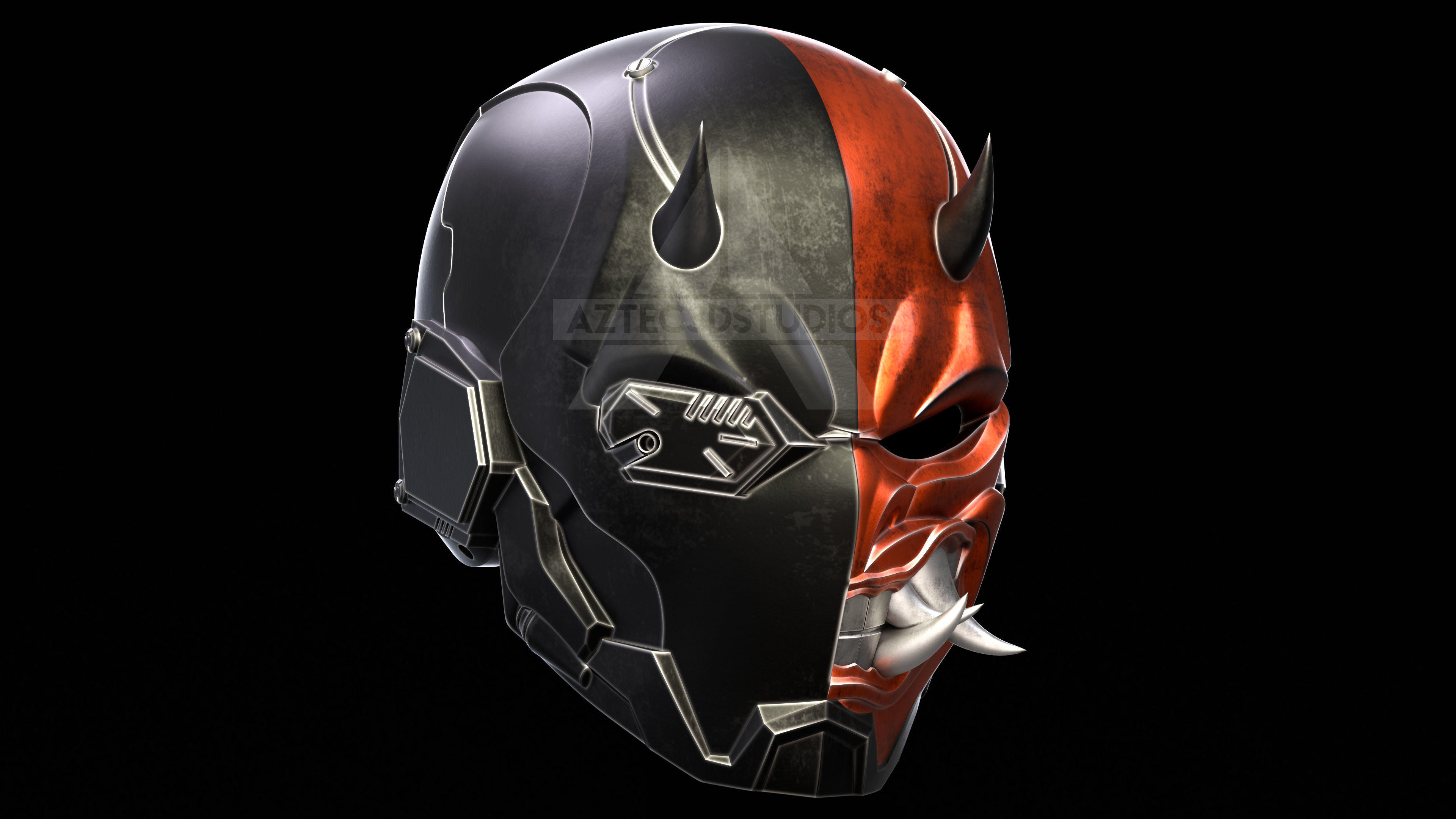 3d File- Deathstroke Oni Helmet 3D model_4
