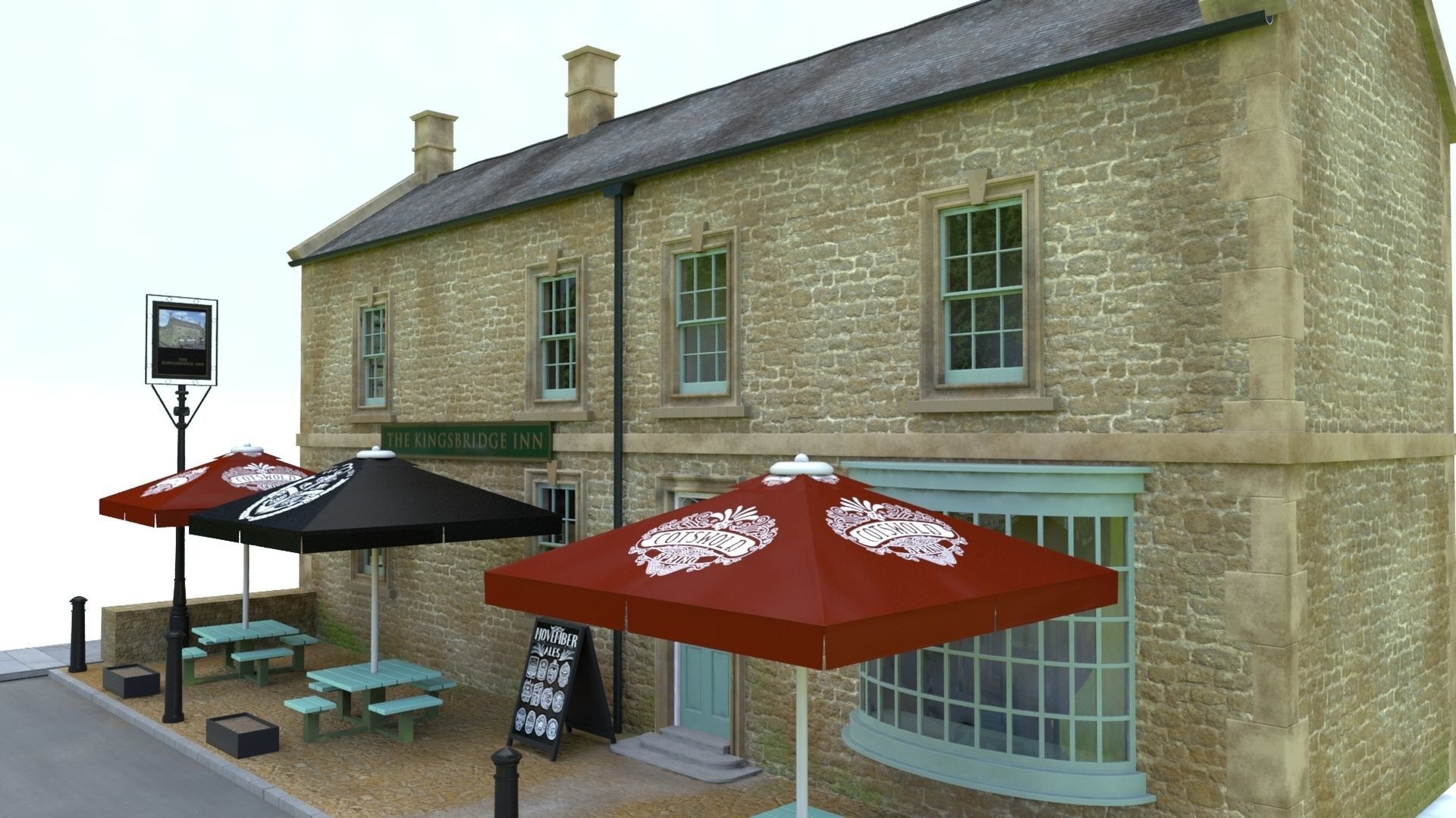 An English Country Pub Inn Hotel 3D model_9