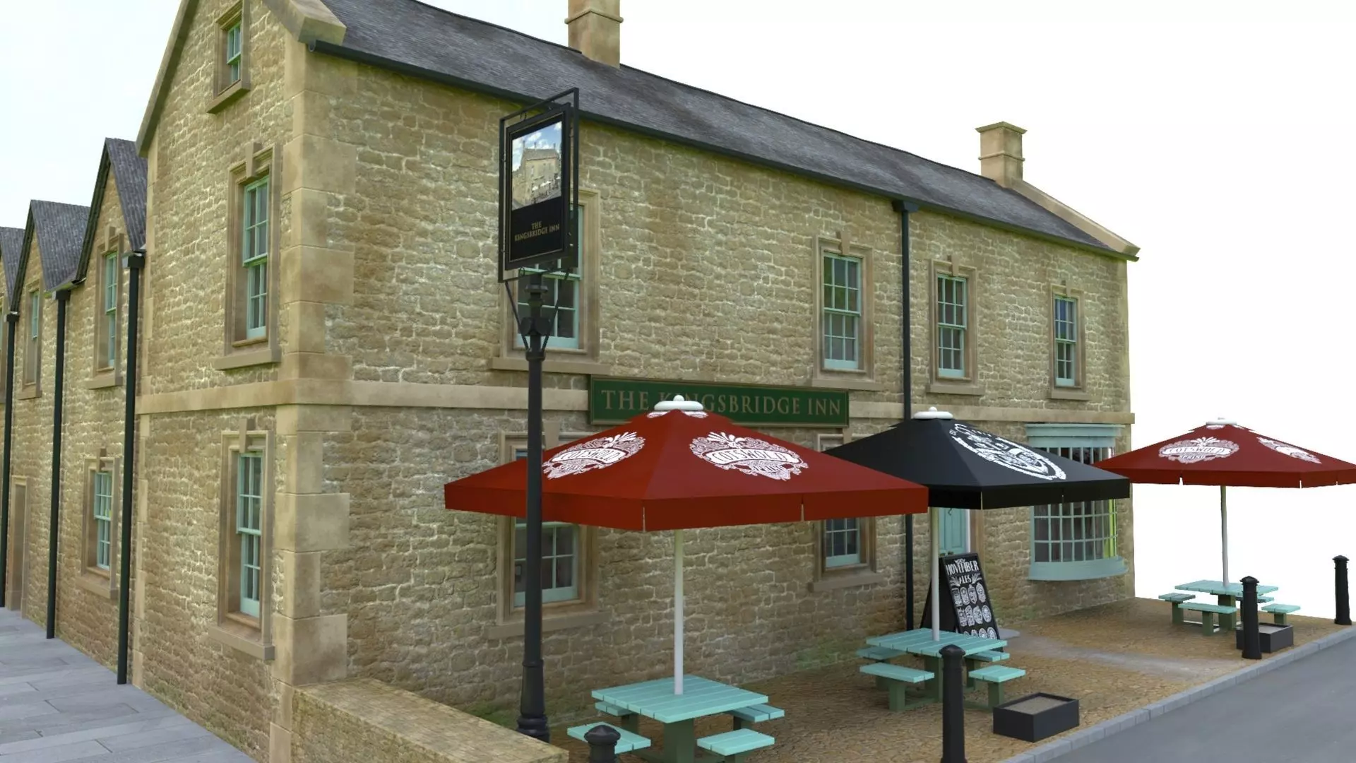 An English Country Pub Inn Hotel 3D model_0