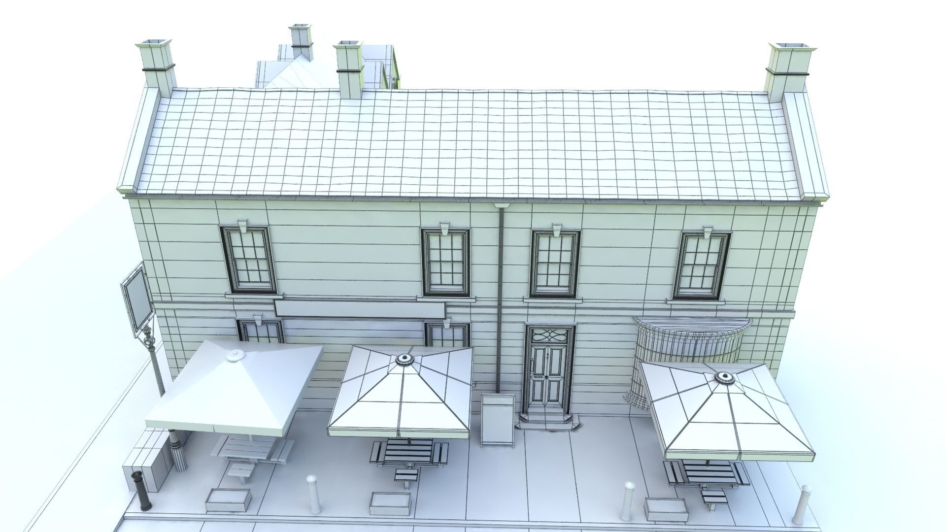 An English Country Pub Inn Hotel 3D model_11