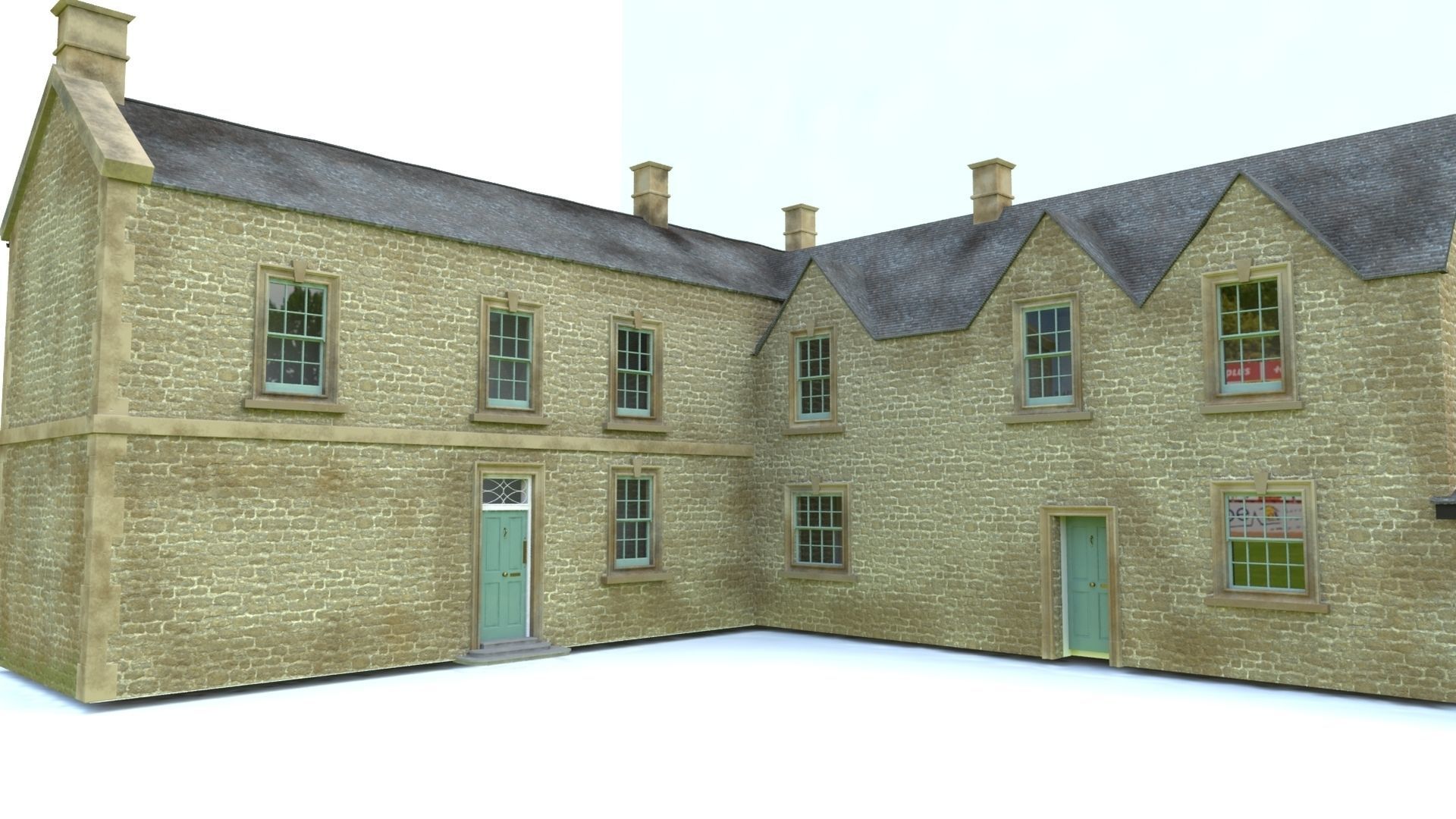 An English Country Pub Inn Hotel 3D model_6