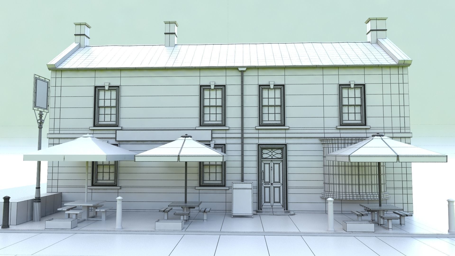 An English Country Pub Inn Hotel 3D model_13