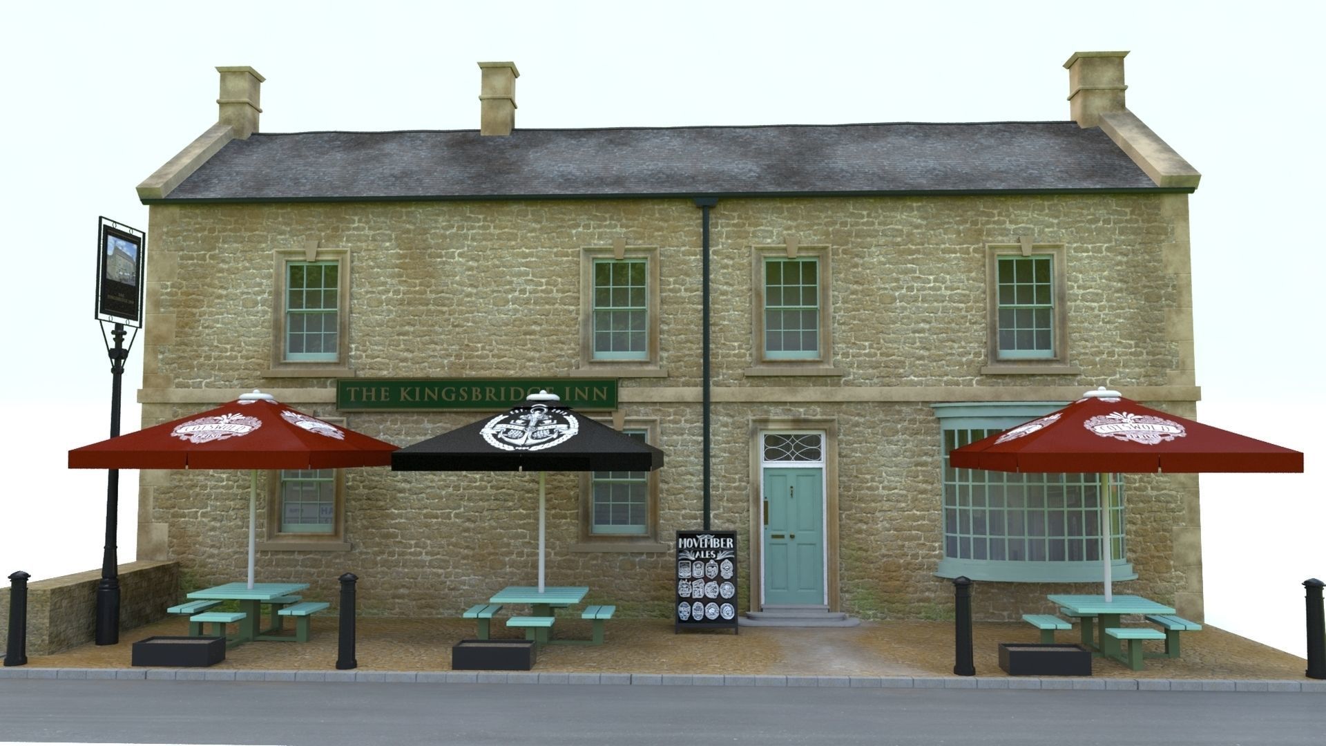 An English Country Pub Inn Hotel 3D model_1