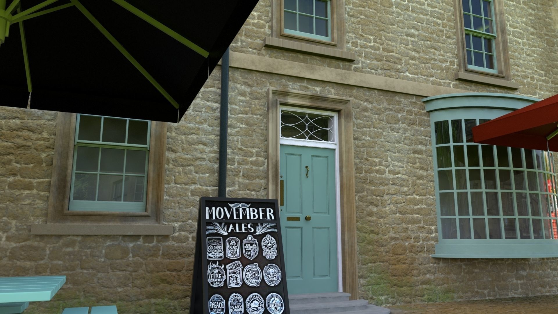 An English Country Pub Inn Hotel 3D model_2