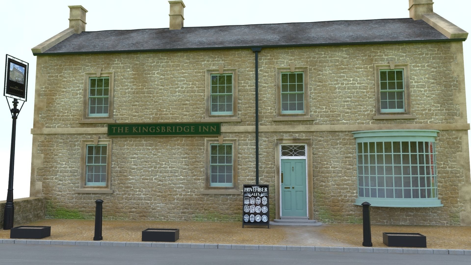 An English Country Pub Inn Hotel 3D model_4
