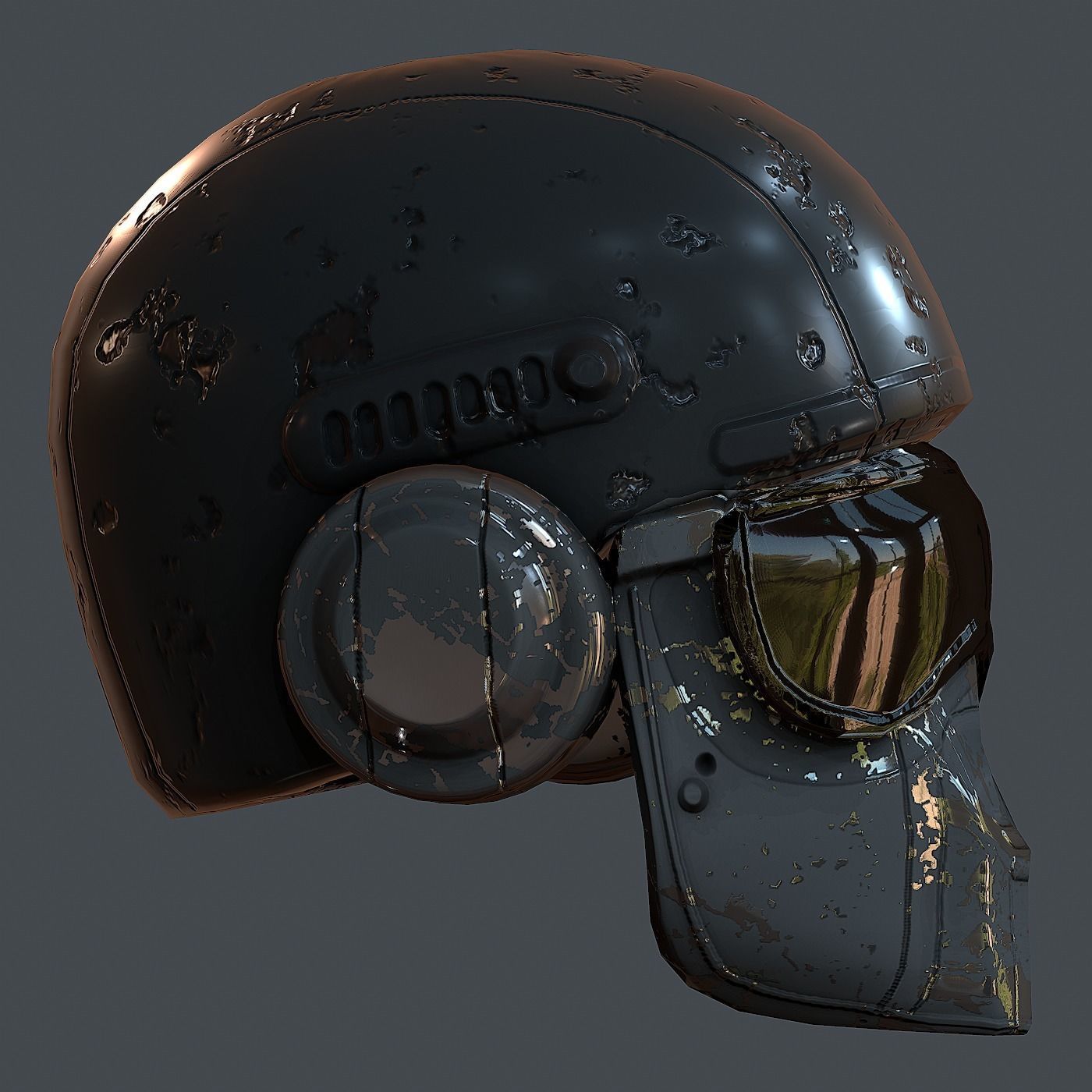 Gas mask helmet 3d model scifi Low-poly Low-poly 3D model Low-poly 3D model_5