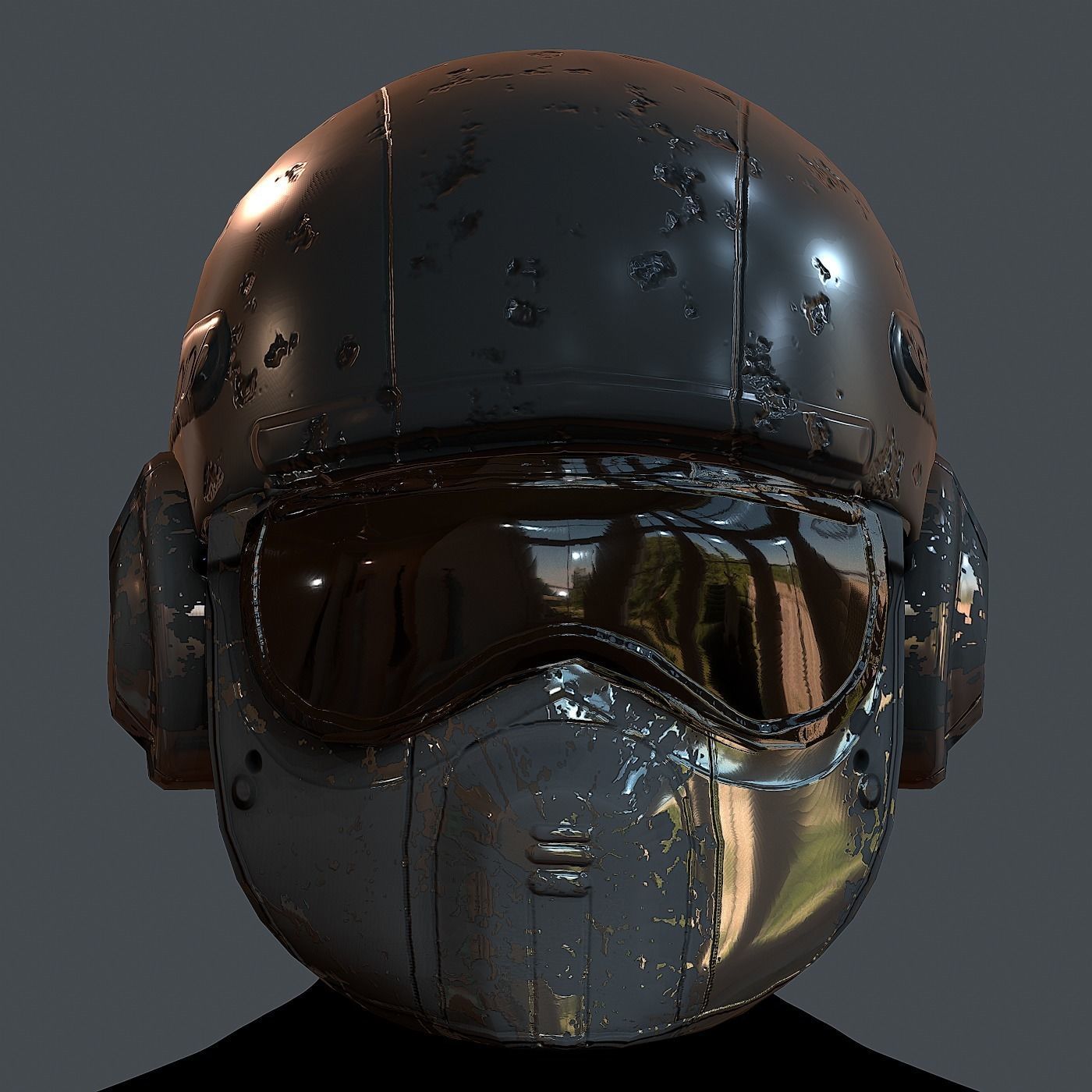 Gas mask helmet 3d model scifi Low-poly Low-poly 3D model Low-poly 3D model_2