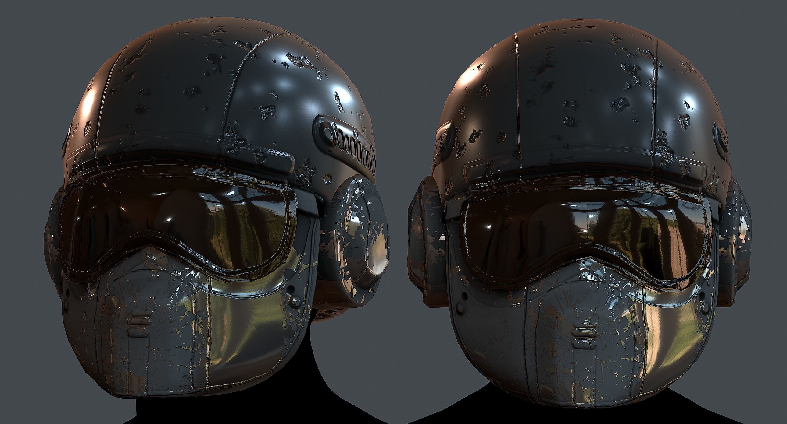 Gas mask helmet 3d model scifi Low-poly Low-poly 3D model Low-poly 3D model_1