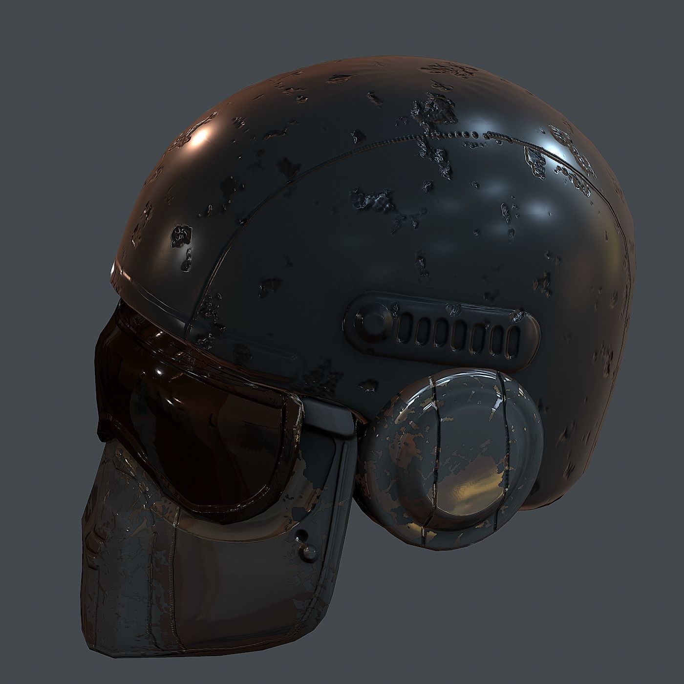 Gas mask helmet 3d model scifi Low-poly Low-poly 3D model Low-poly 3D model_3