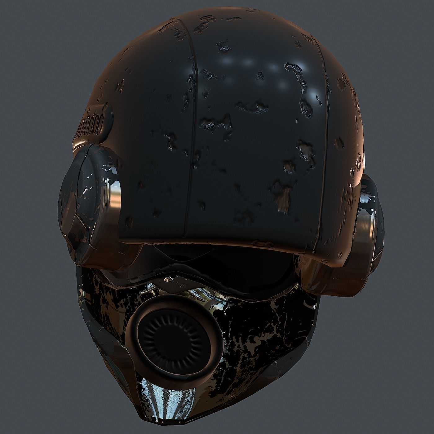 Gas mask helmet 3d model scifi Low-poly Low-poly 3D model Low-poly 3D model_4