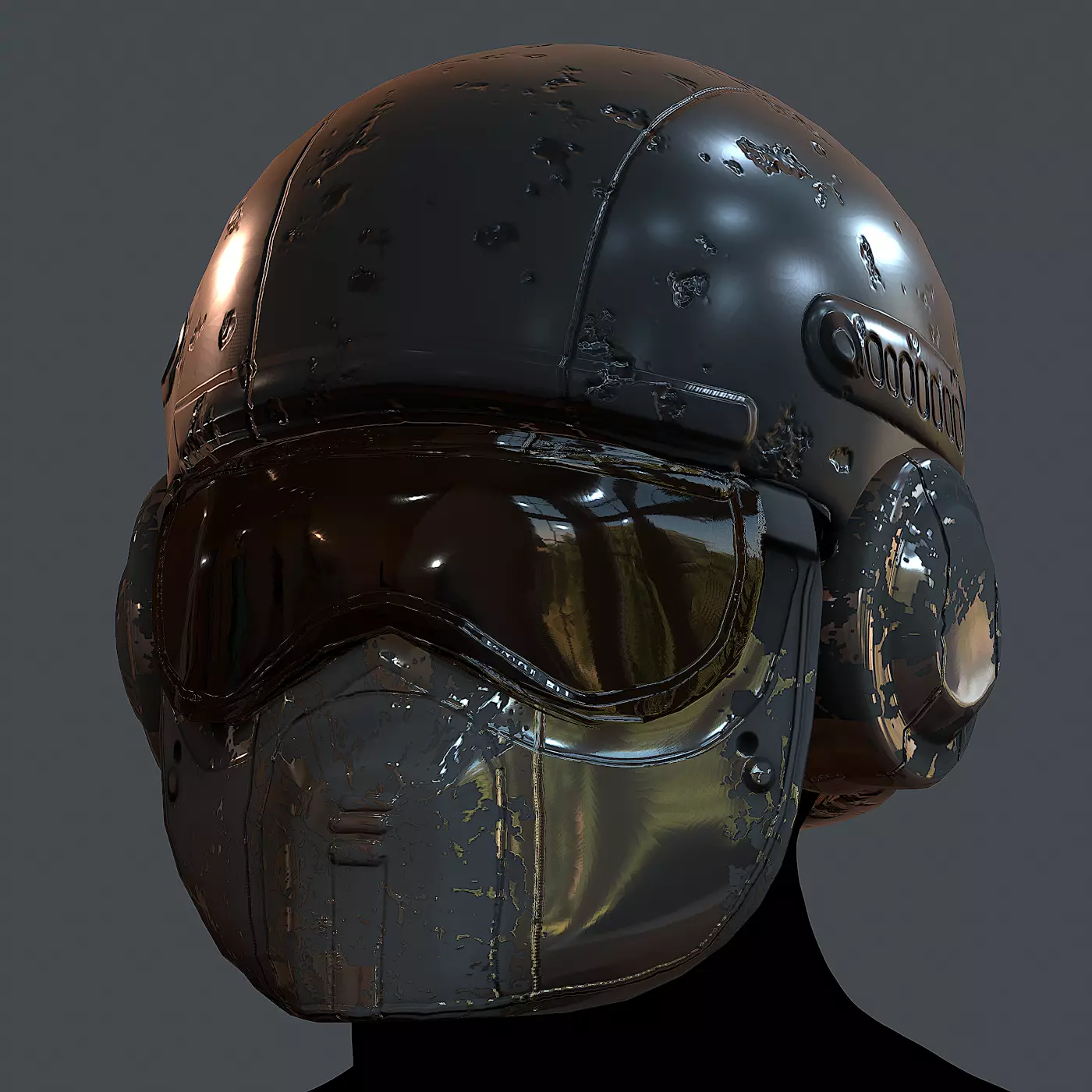 Gas mask helmet 3d model scifi Low-poly Low-poly 3D model Low-poly 3D model_0